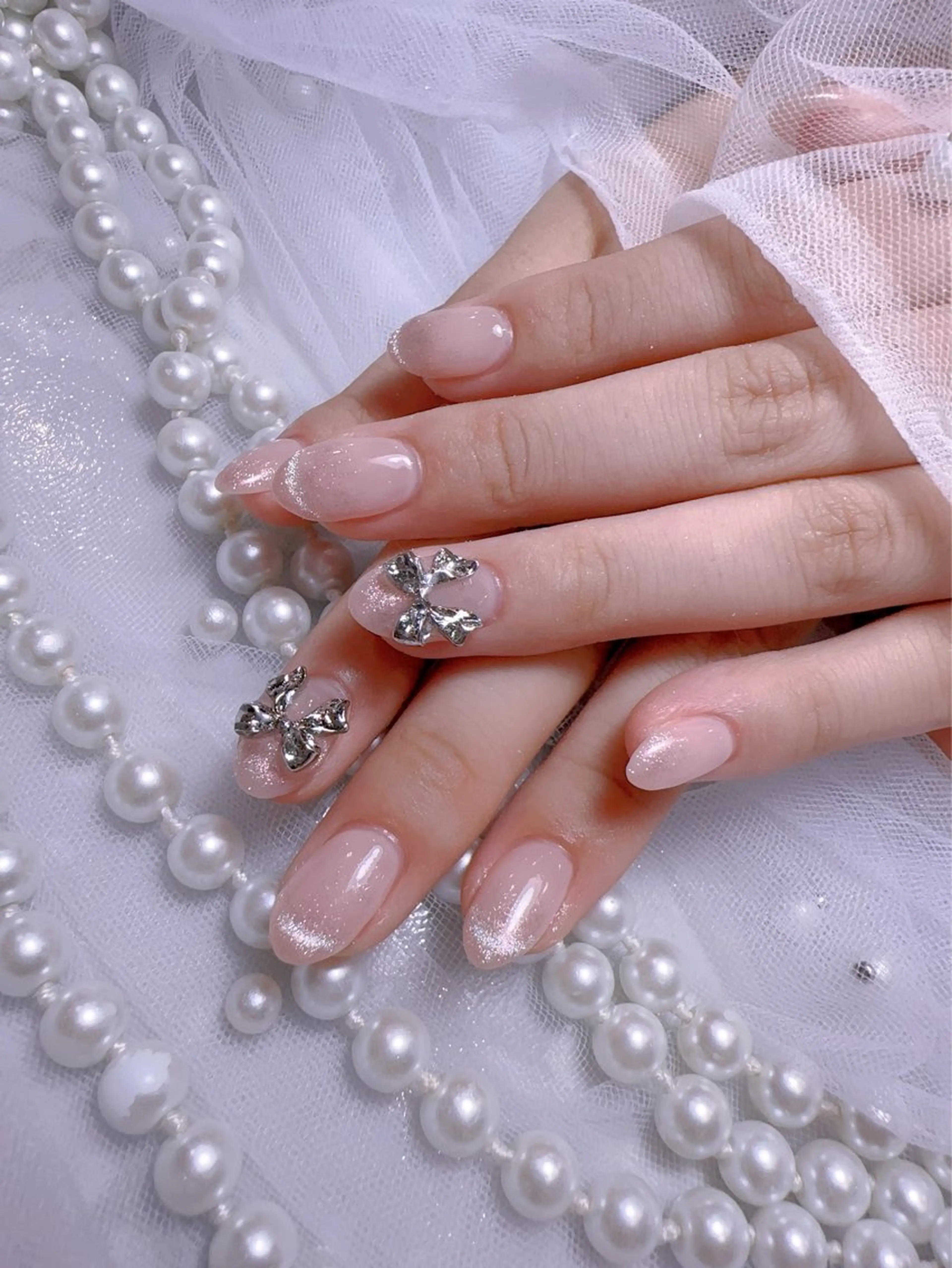 ネイル アートネイル フラッシュネイル フレンチネイル ジェルネイル ガラスフレンチ You&Me Miyuのネイルデザイン