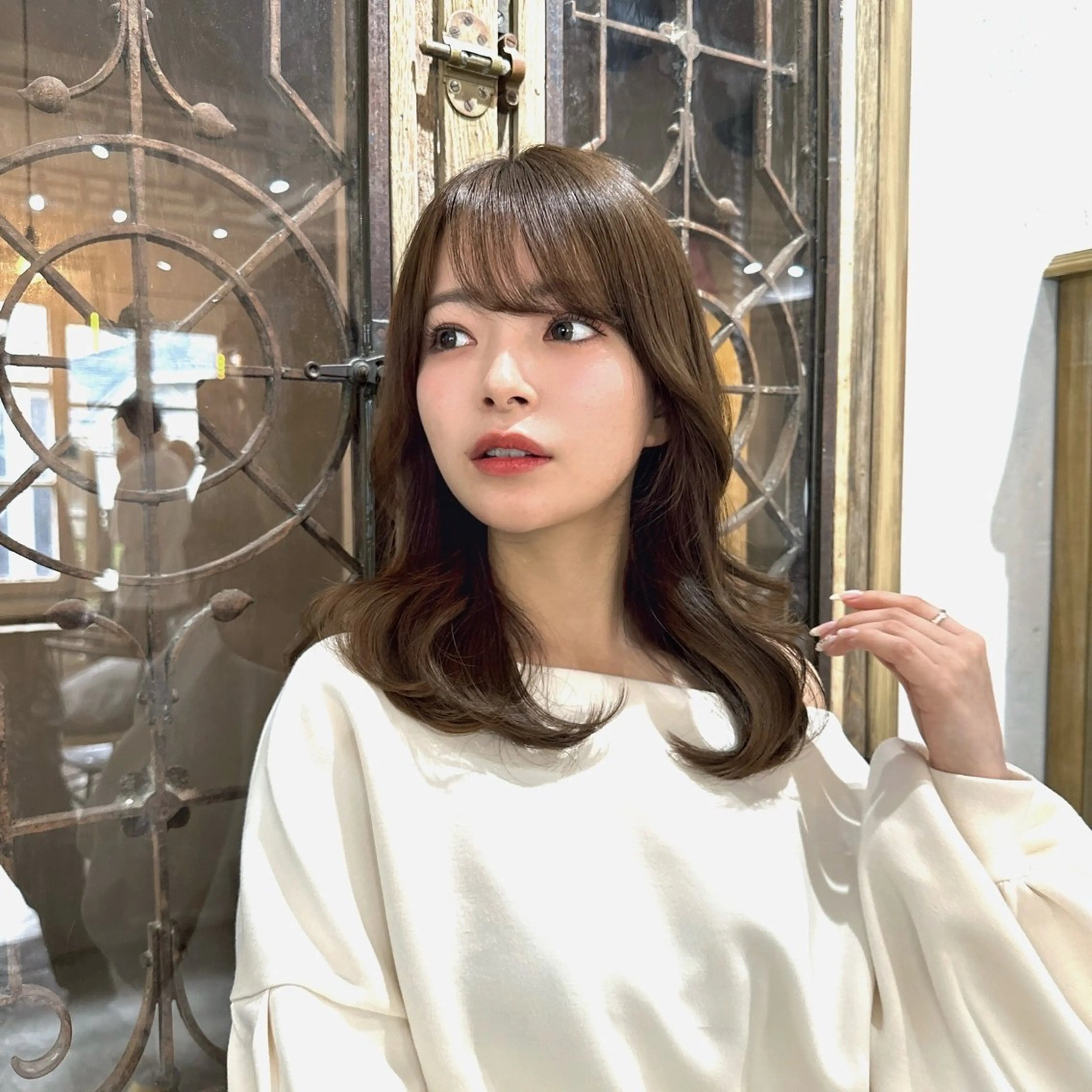 セミロング カラー ヘアアレンジ ヘアカラー トリートメント 艶カラー/縮毛矯正 /韓国ヘア/はるたのヘアスタイル