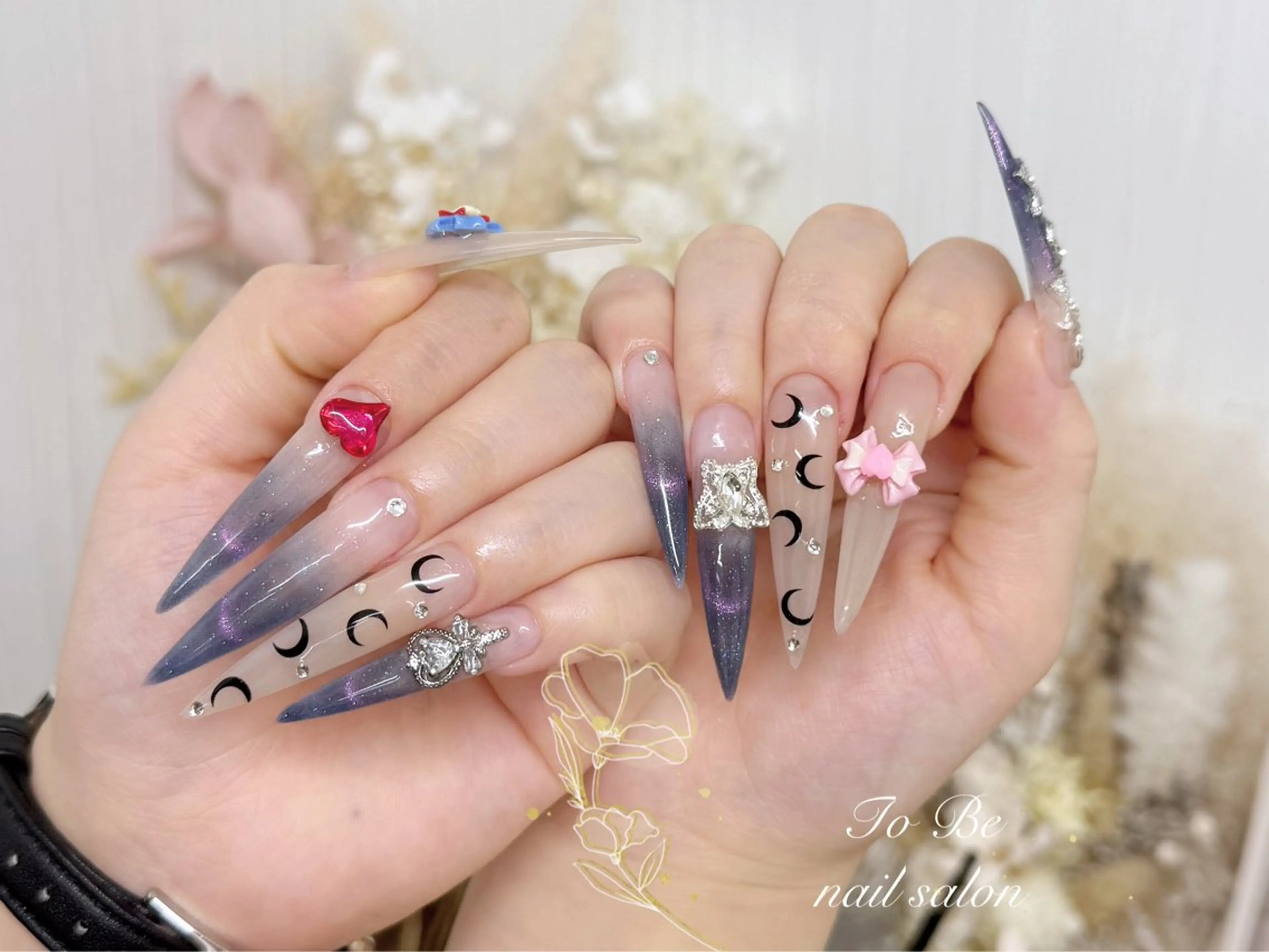 ロング ハンドネイル Nail Salon To Be珈月のネイルデザイン
