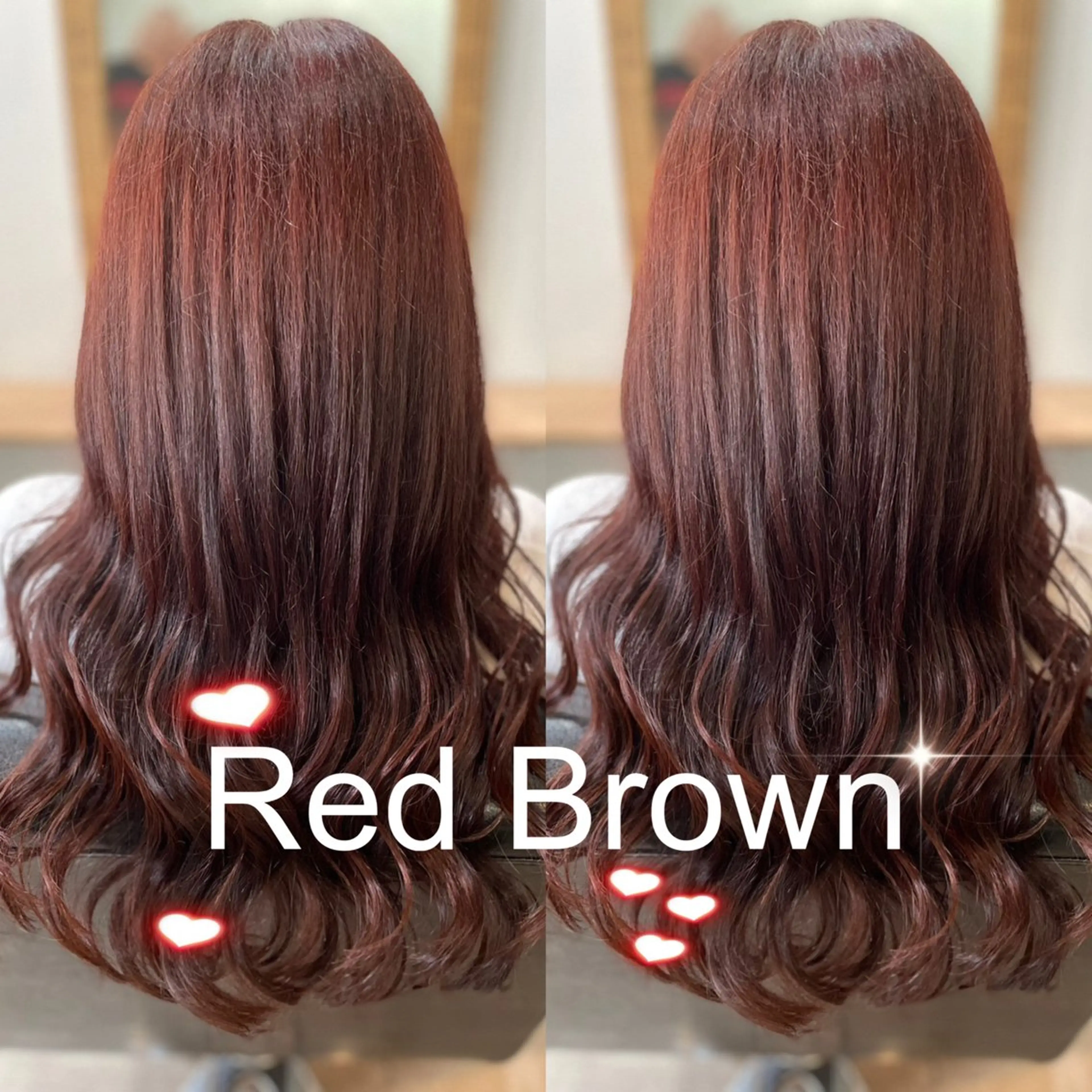 ロング カラー ブラウンカラー レッドカラー レッドブラウン ヘアカラー トリートメント lovis ゆうあのヘアスタイル