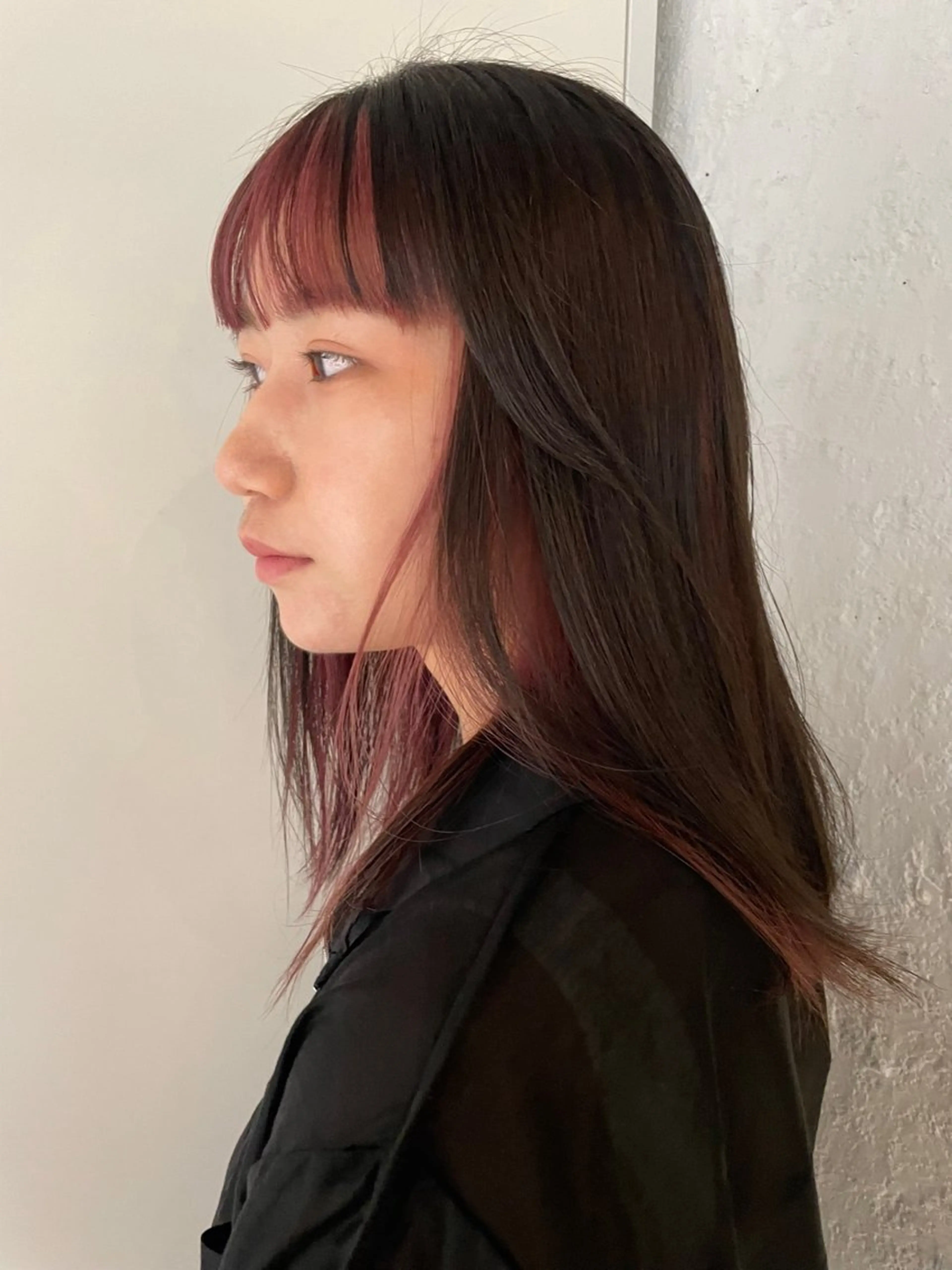 ロング カラー ミストバング ブリーチ フェイスフレーミング ピンクカラー ユウナ🎀レイヤー/ 暖色カラーのヘアスタイル