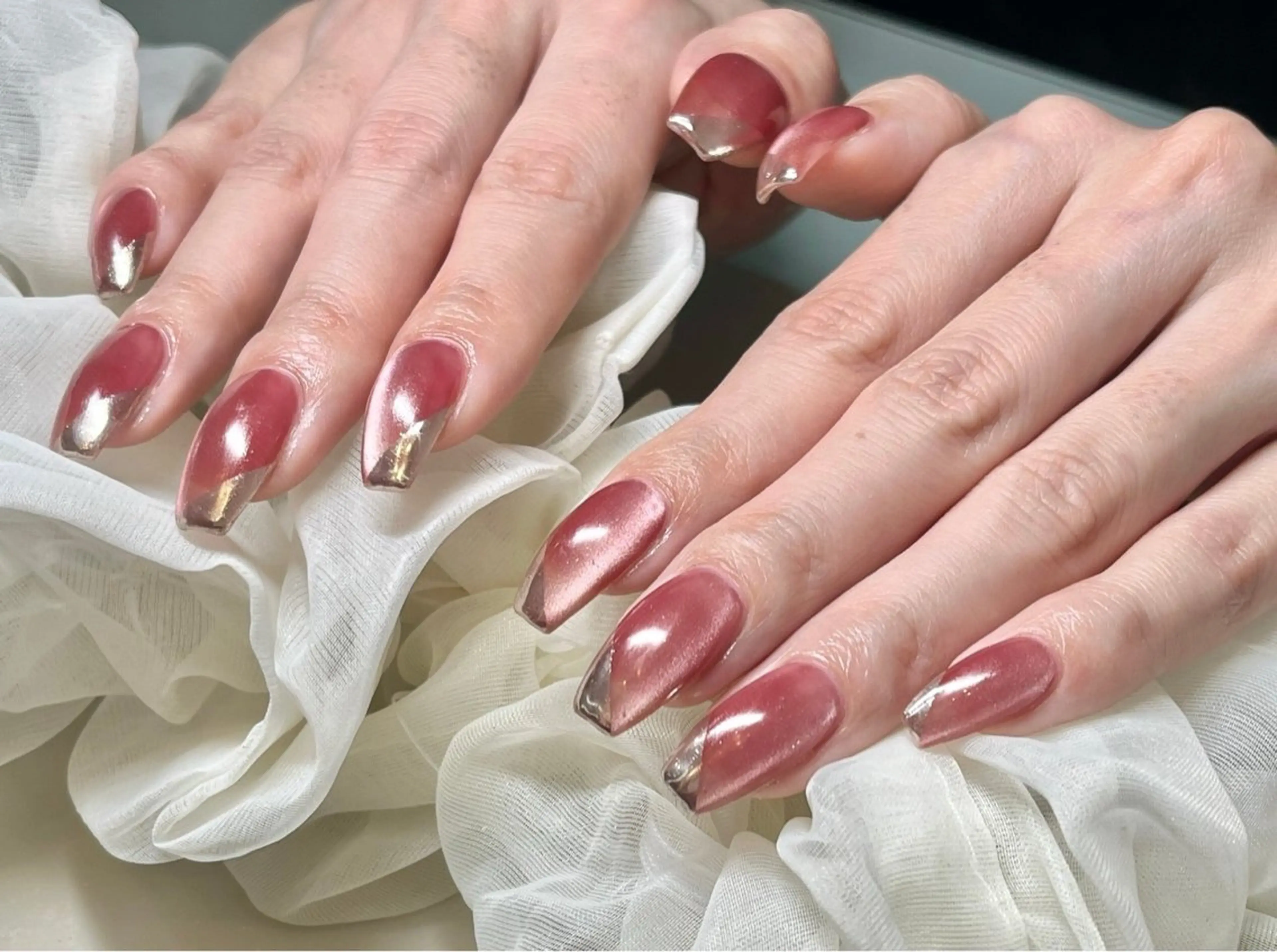 ネイル 長さ出し フレンチネイル ジェルネイル グラデーション 韓国ネイル ハンドネイル Nail&eye Belire 新宿のネイルデザイン