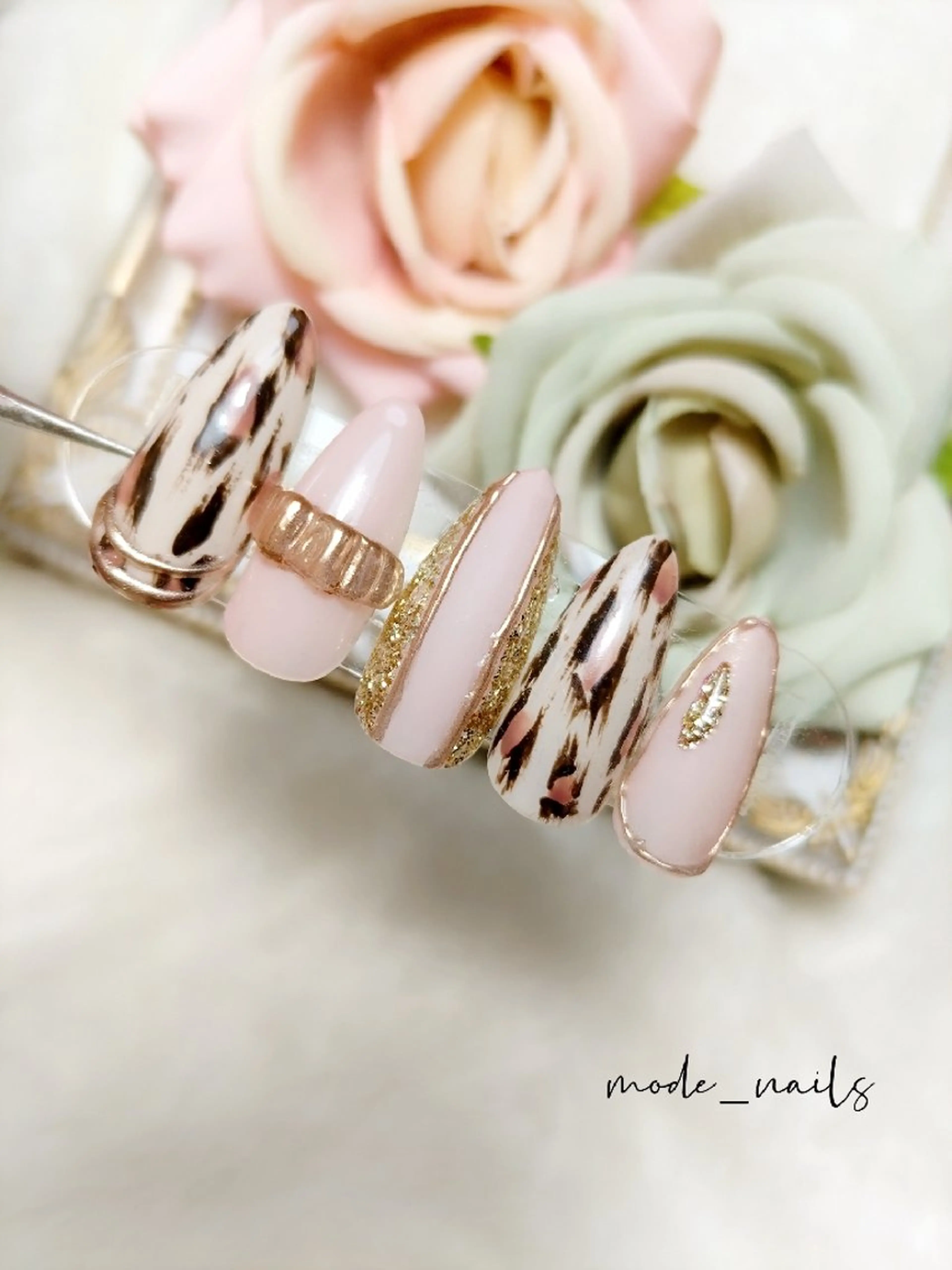 ネイル アニマル柄 ピンク 滋賀県草津市ネイル mode_nailsのネイルデザイン