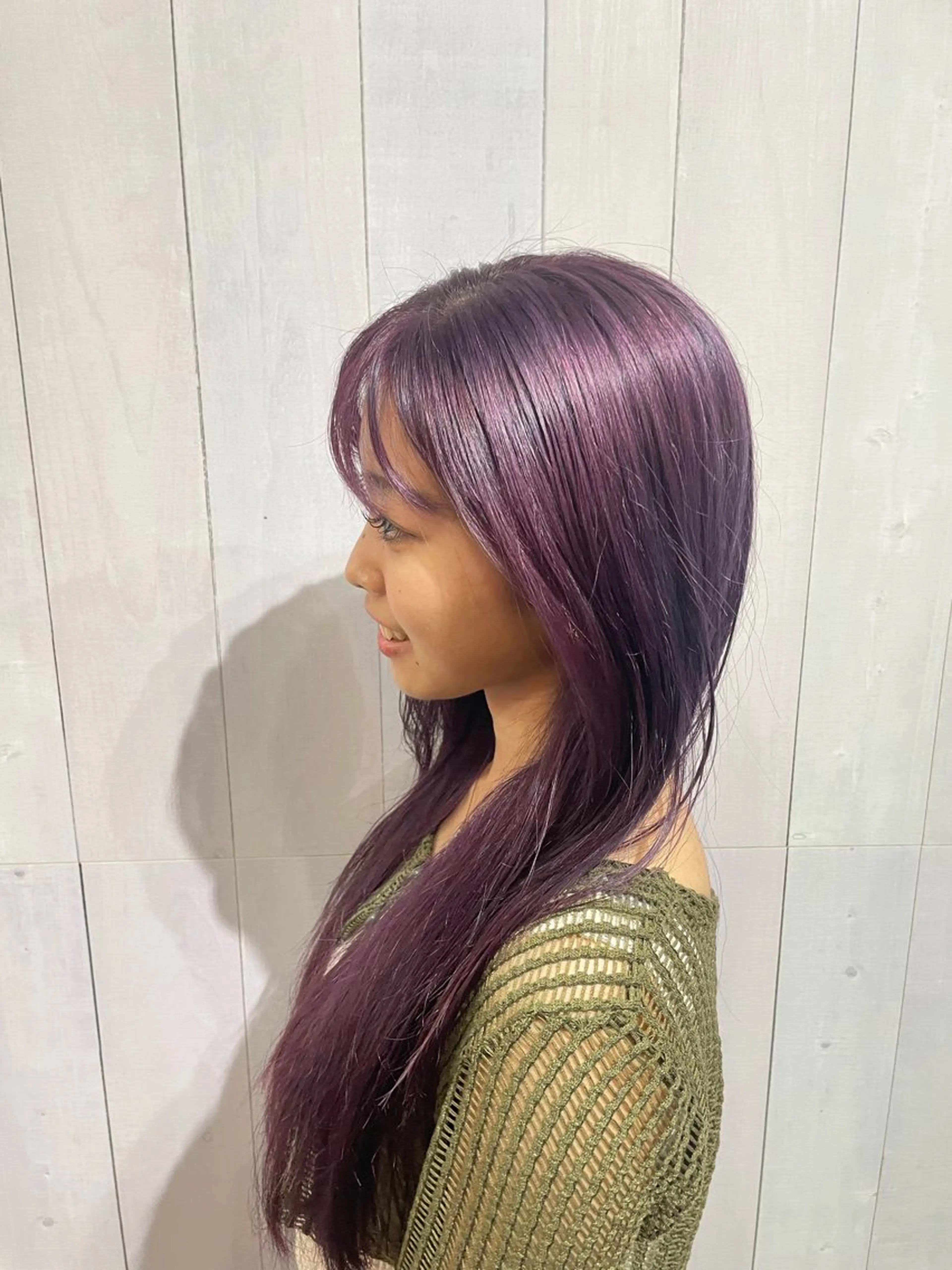 ロング カラー カシス ラベンダーカラー ヘアカラー 浦野 翔のヘアスタイル