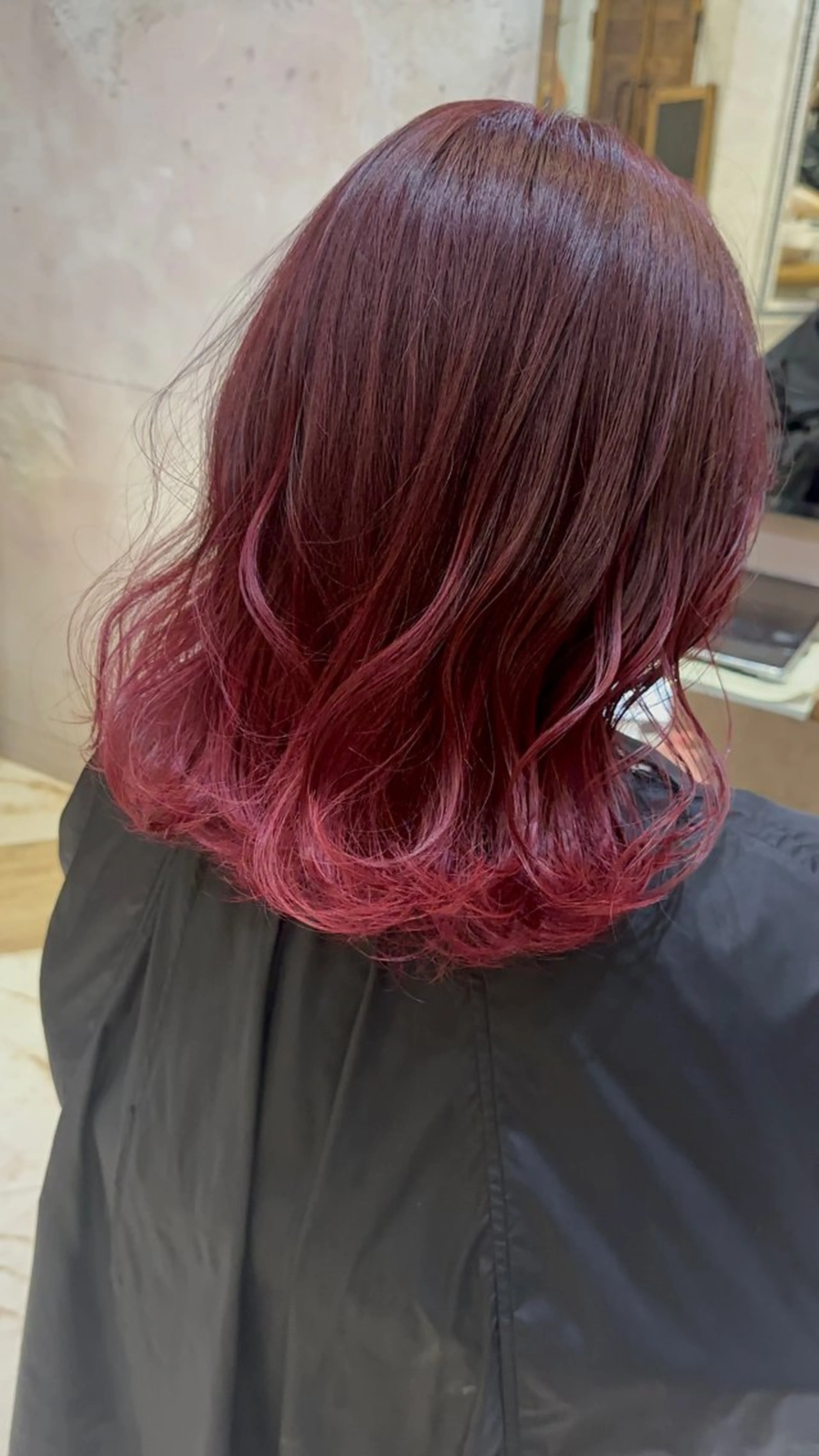 ミディアム カット ヘアカラー トリートメント ブリーチなしダブル カラー縮毛矯正　下野のヘアスタイル