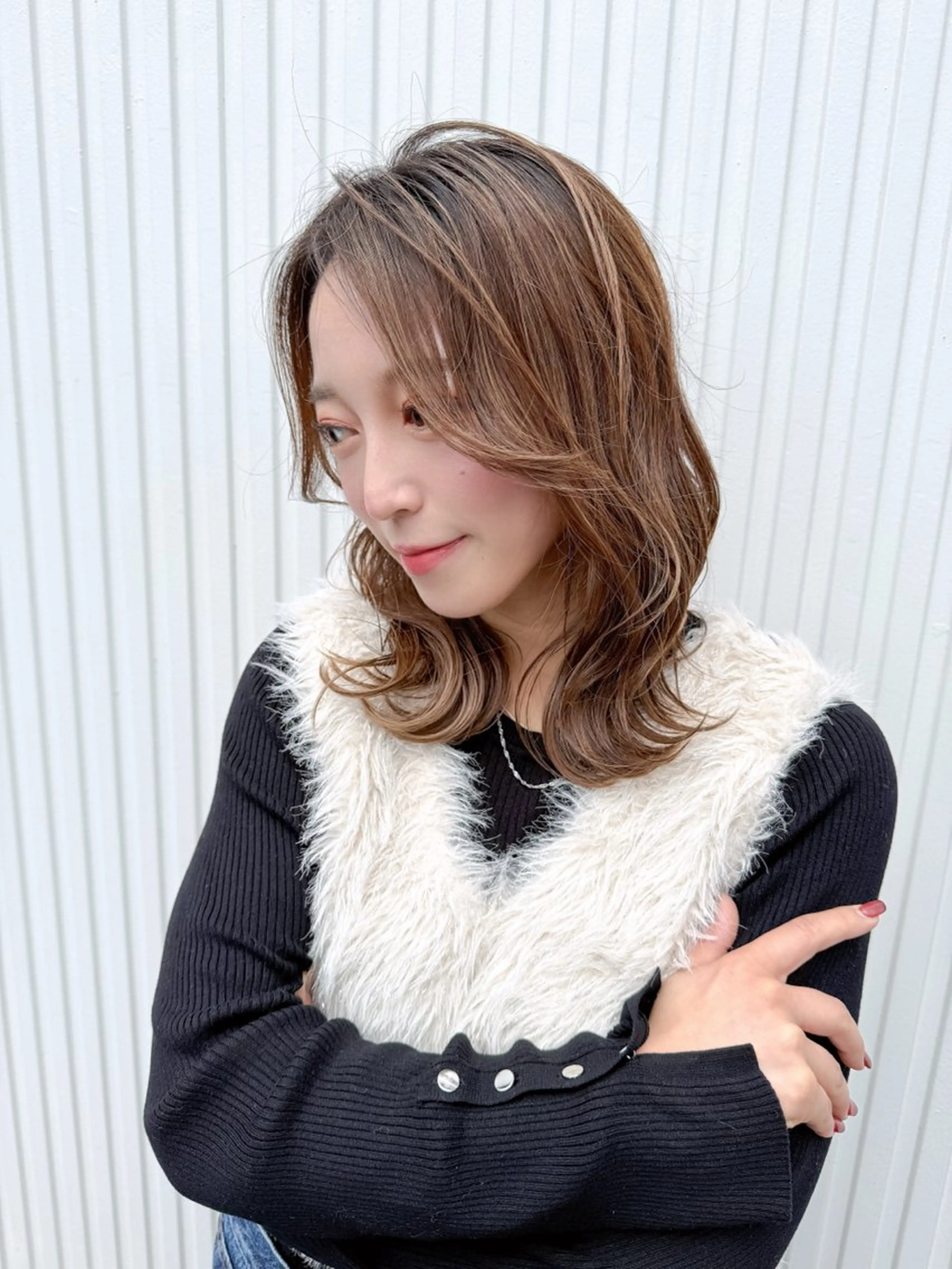 ミディアム ボブレイヤー ボブ くびれヘア 髪質改善 韓国風ヘア ボブ・レイヤー・縮毛 /内藤康太のヘアスタイル