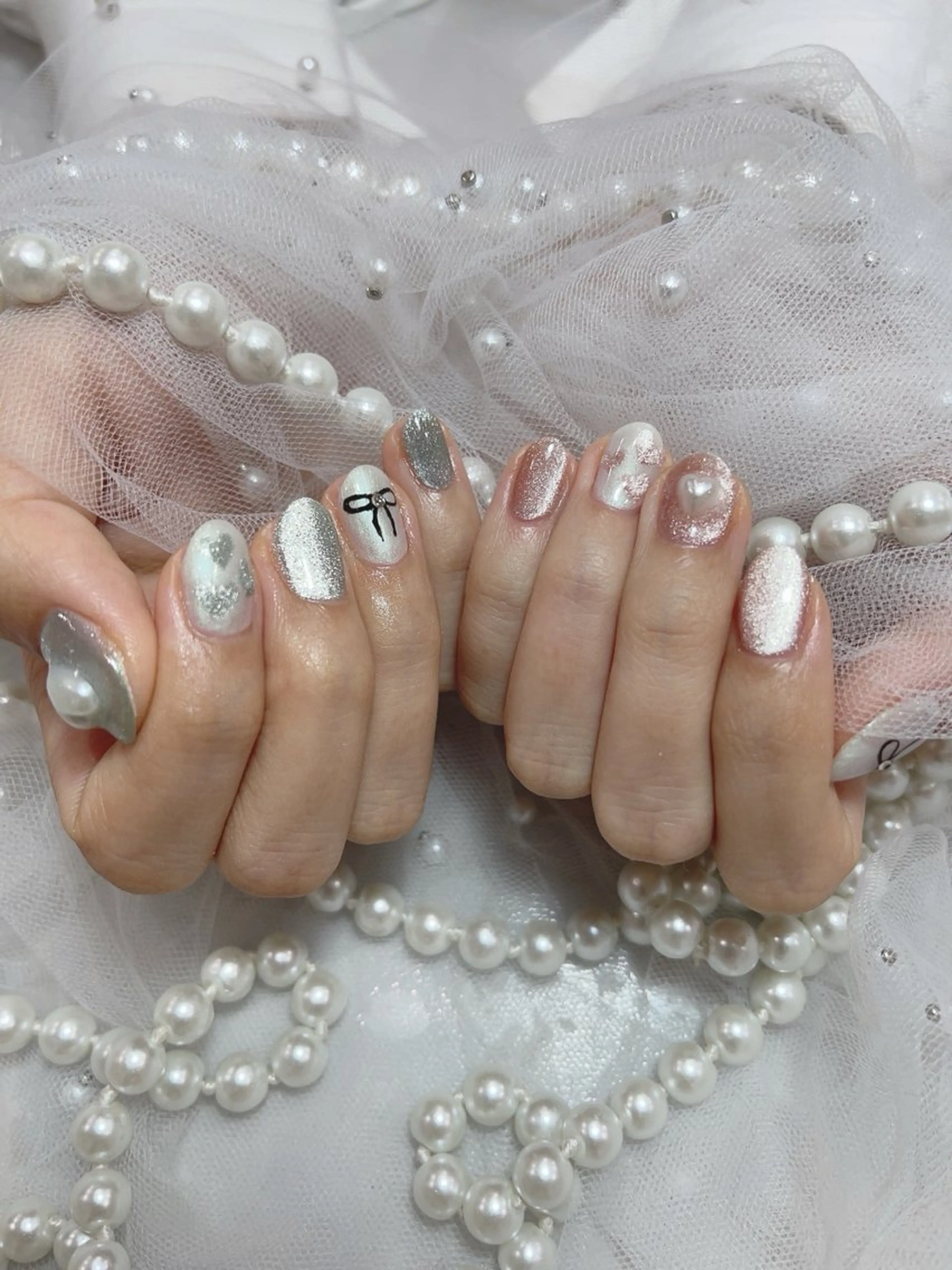 ネイル アートネイル フラッシュネイル フレンチネイル ガラスフレンチ グラデーション M2beauty Renaのネイルデザイン