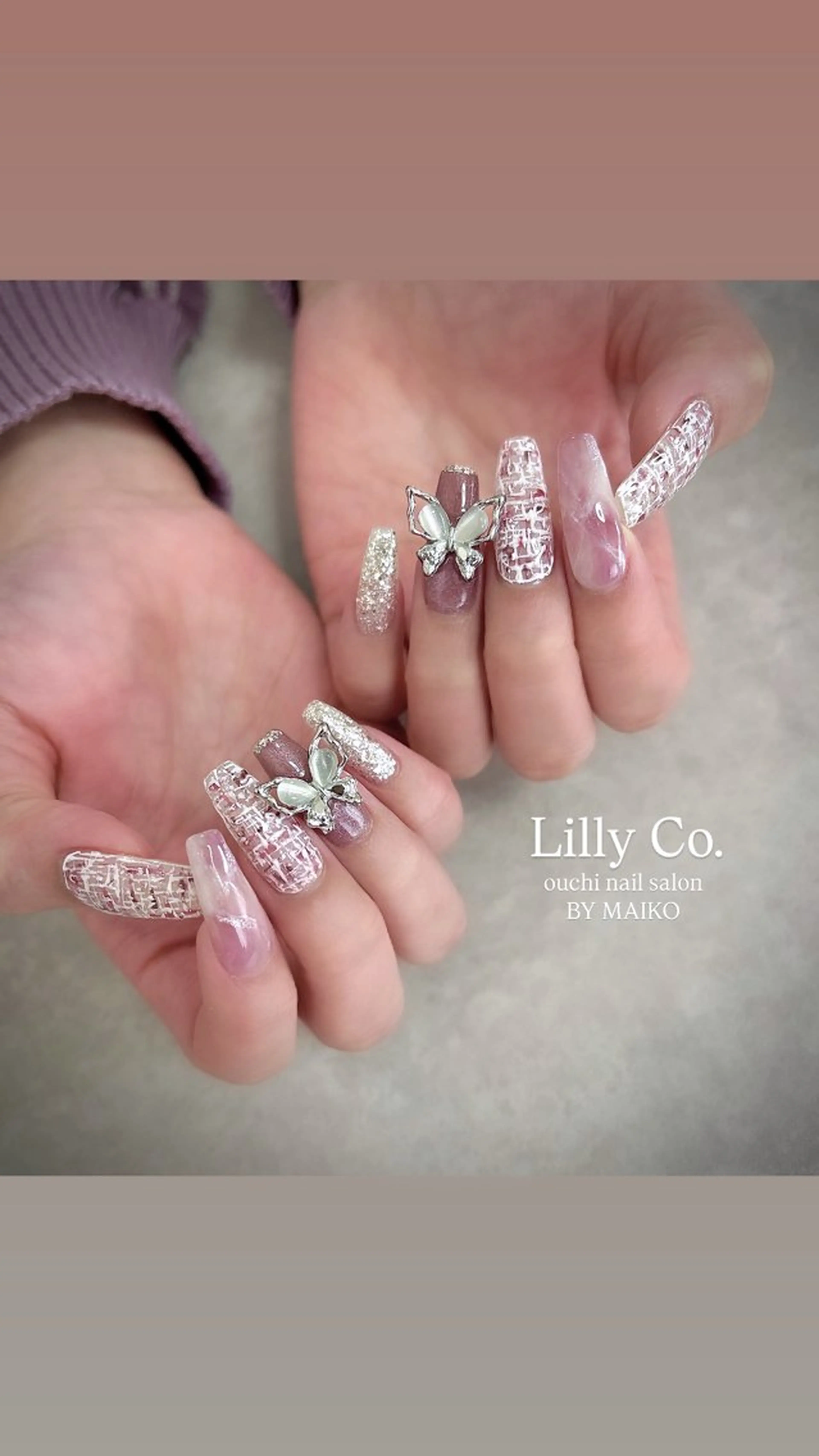 ネイル 春ネイル ツイードネイル ハンドネイル ハンドケア Lilly Co.のネイルデザイン
