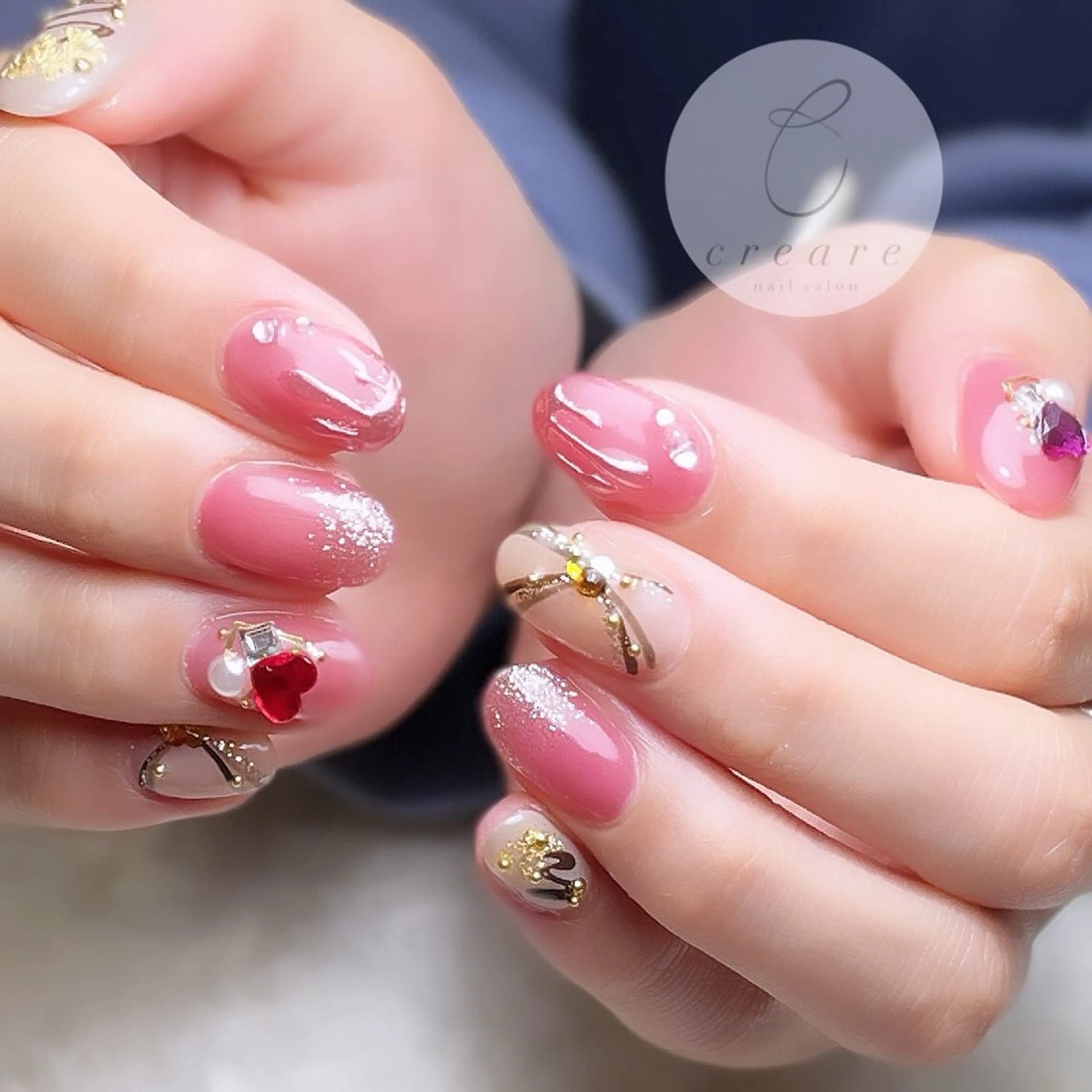 ネイル 持ち込み オフィスネイル ワンカラーネイル バレンタイン 辻野 和枝のネイルデザイン