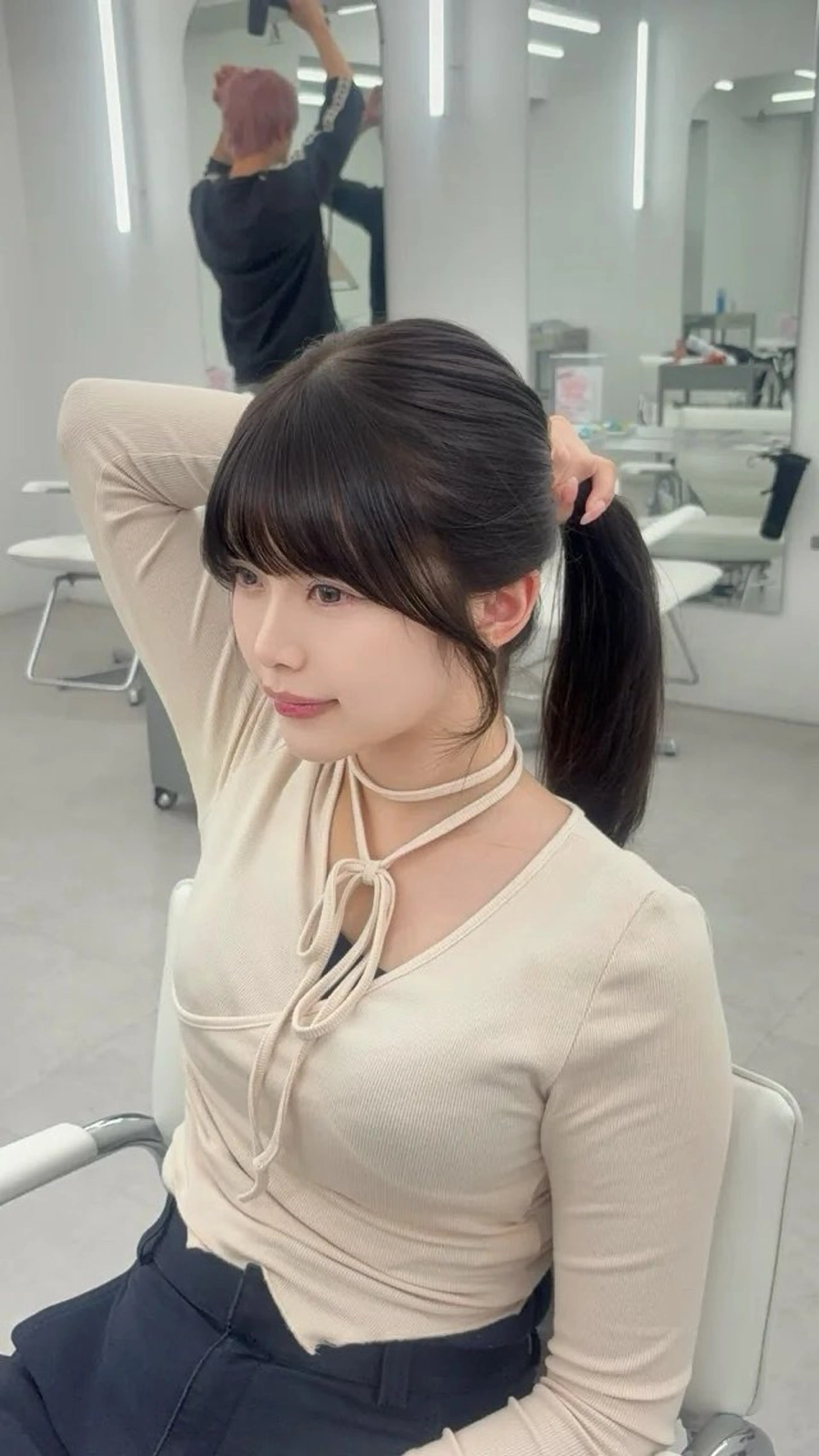 ロング カラー レイヤーカット 小顔カット カット ヘアカラー トリートメント 韓国ヘア/レイヤー/ 顔まわり足立遥奈のヘアスタイル