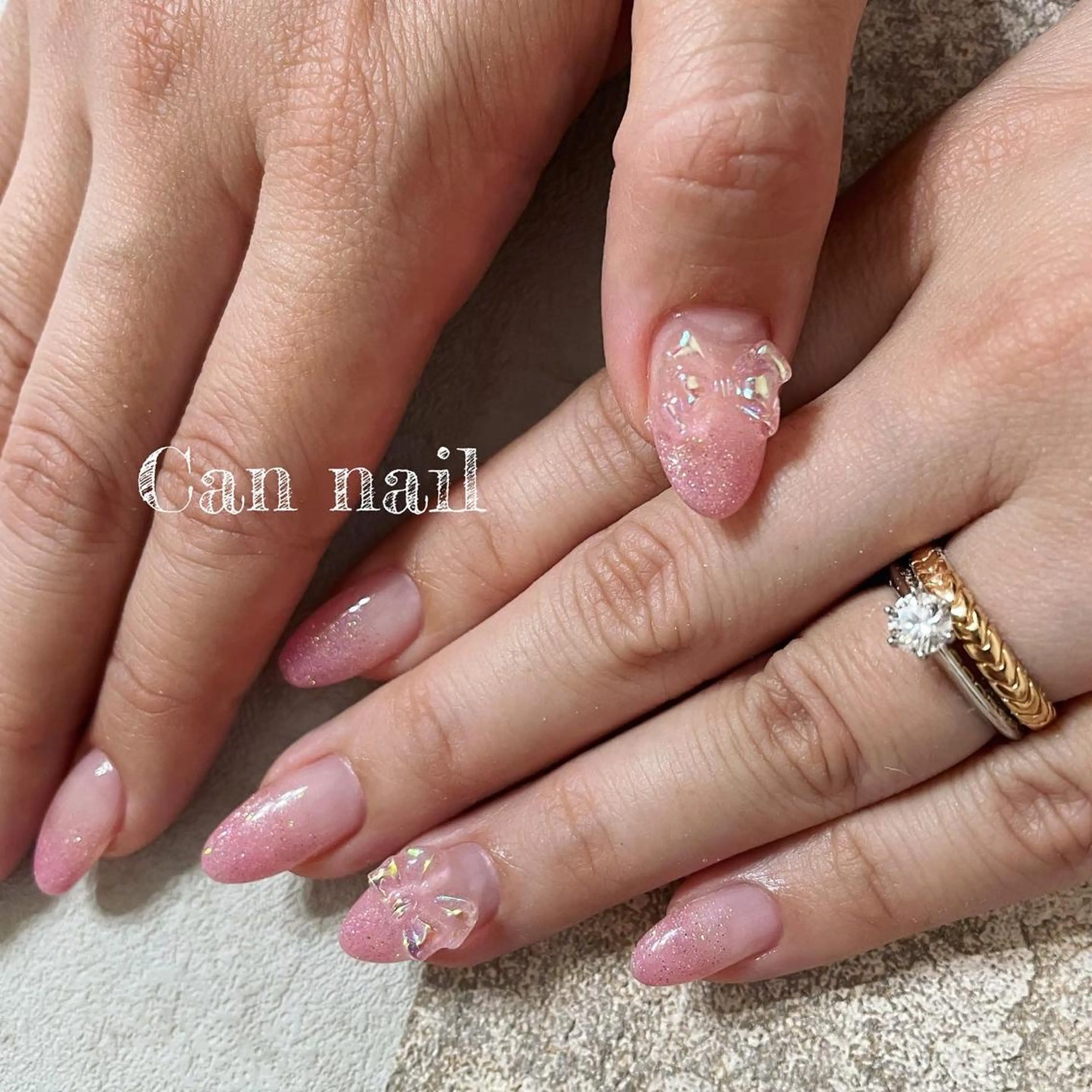 セミロング ネイル リボン Parfum パルファンのネイルデザイン