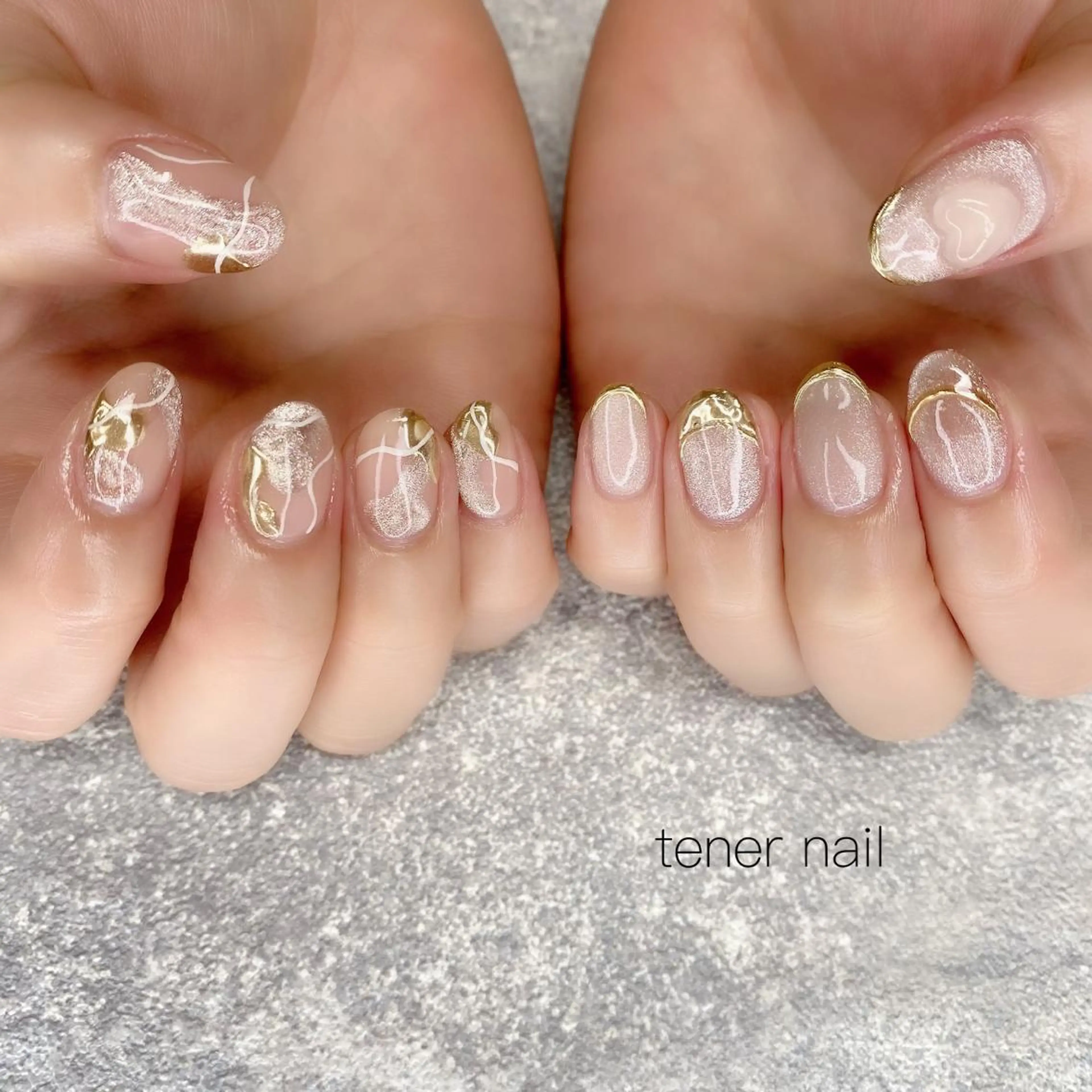 ネイル ハート ミラーネイル UVネイル tener  nail  テネルネイル所属・テネルネイル tener nailのネイルデザイン