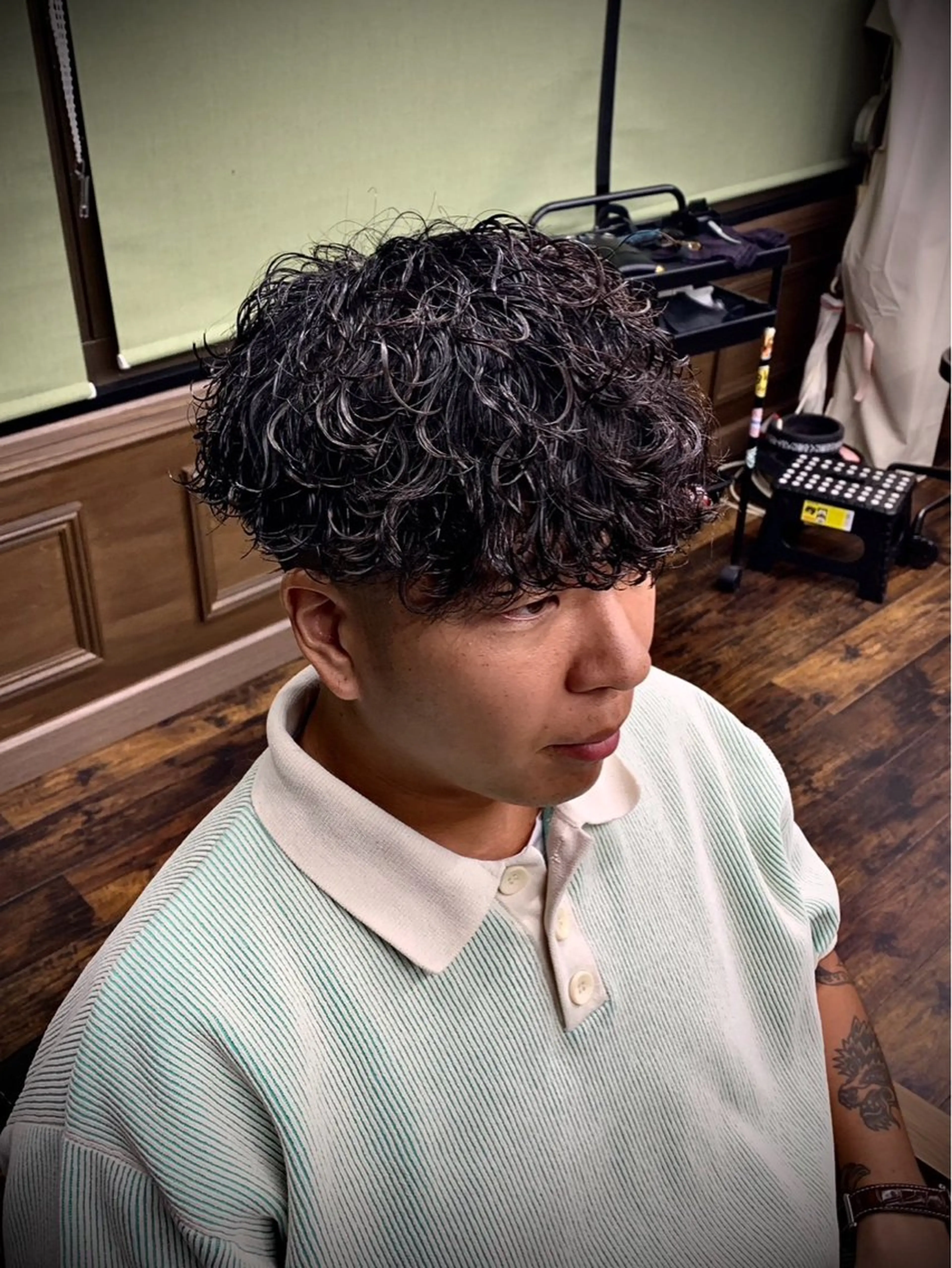 ミディアム パーマ カット パーマ Maison所属・メンズ特化 浜本志厳のヘアスタイル