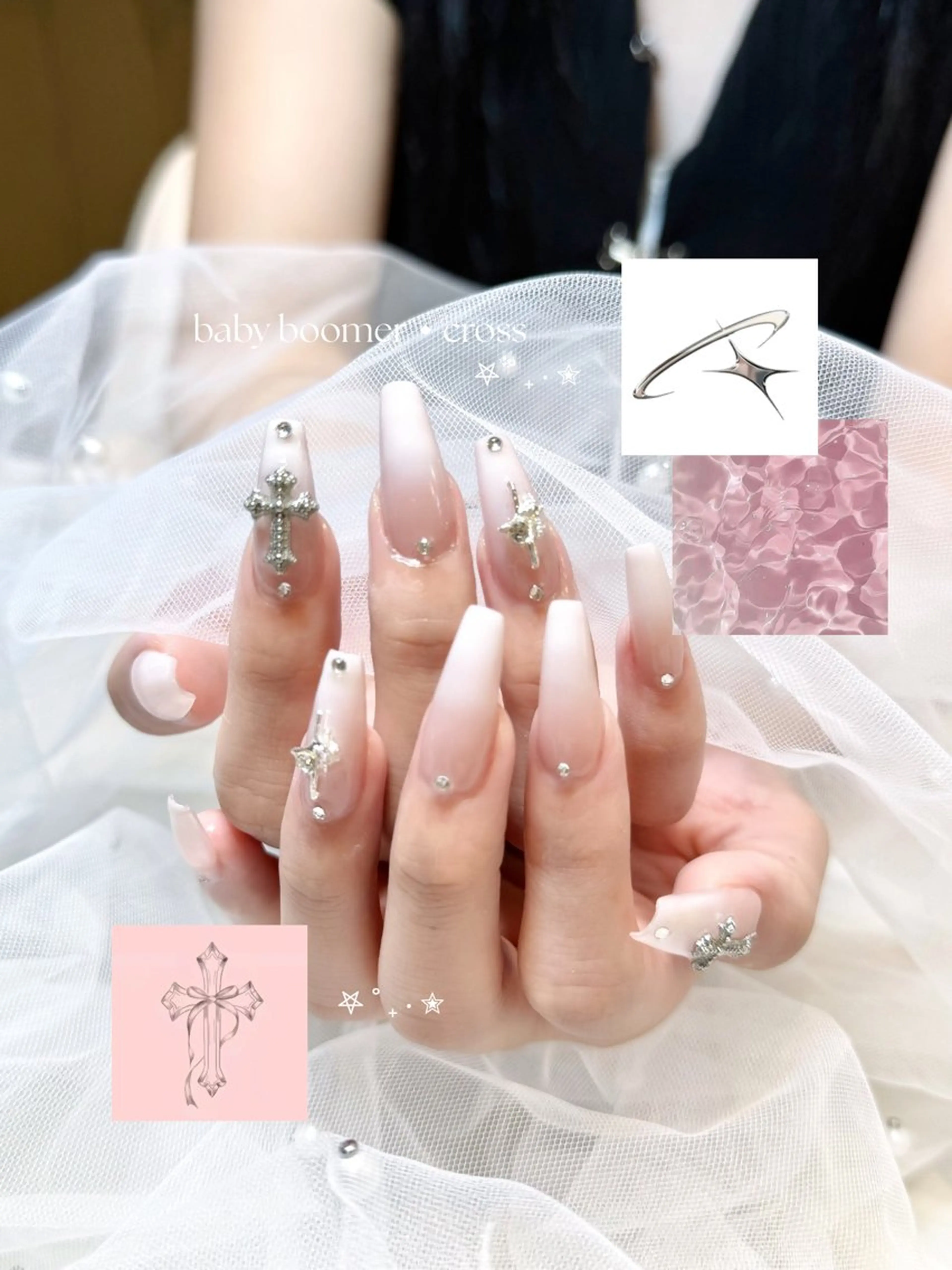 ネイル グラデーション ホワイト ハンドネイル éclat nail studio（She nail studio内）所属・韓国ワンホン éclat🩵飯山のネイルデザイン