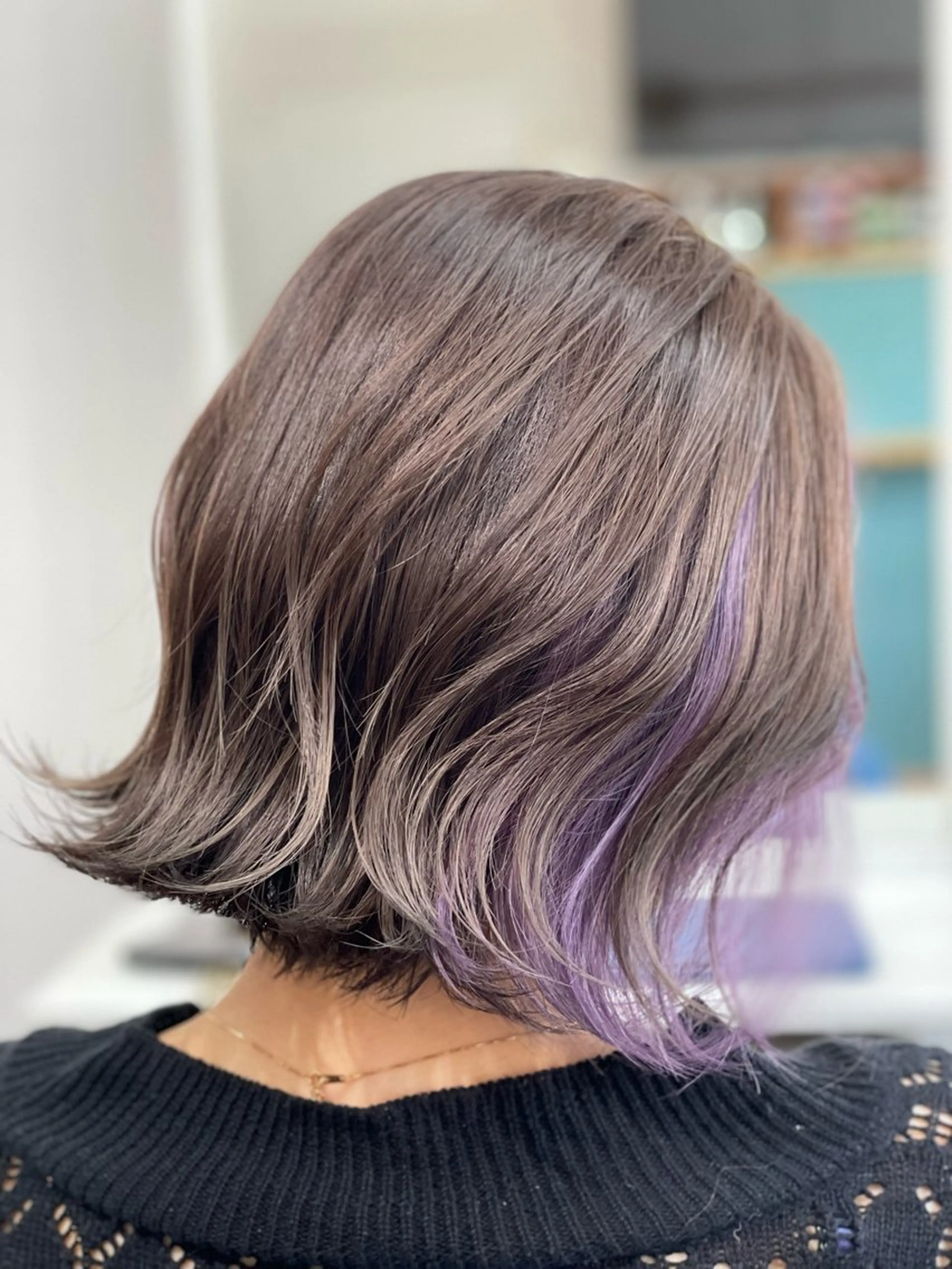 ミディアム カラー ブルーカラー ブルーバイオレット イヤリングカラー バイオレットカラー Snaly カラー特化ページのヘアスタイル