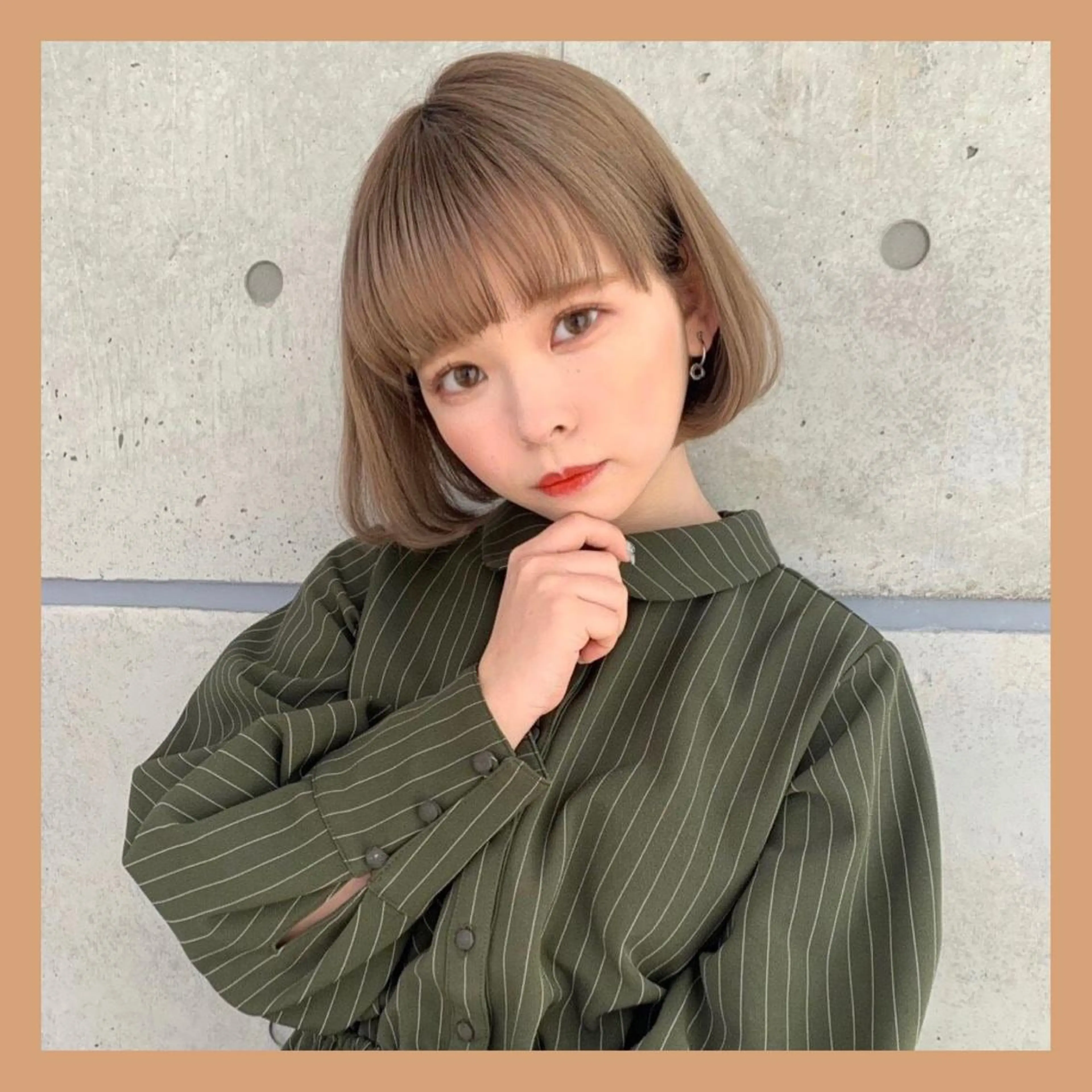 ミディアム カラー ヘアアレンジ ベージュカラー ミルクティーベージュ ボブ カット ヘアカラー トリートメント ヘッドスパ ヘアセット ARiA by ECLART所属・💖韓国ヘアの匠 💖TAKUMI💖のヘアスタイル