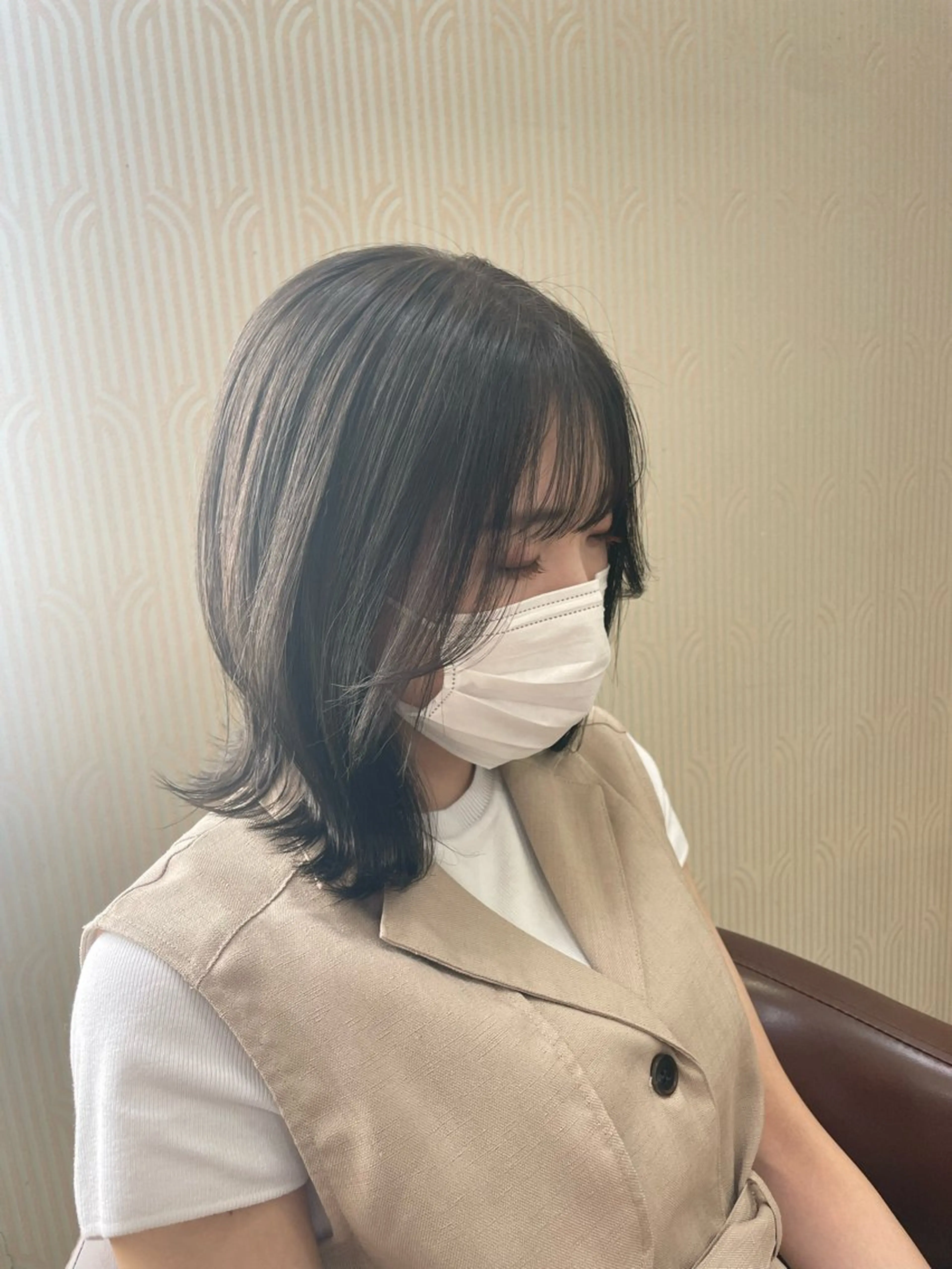 ミディアム カラー オリーブカラー サイドバング feliz🤍 RINAのマツエク・マツパデザイン