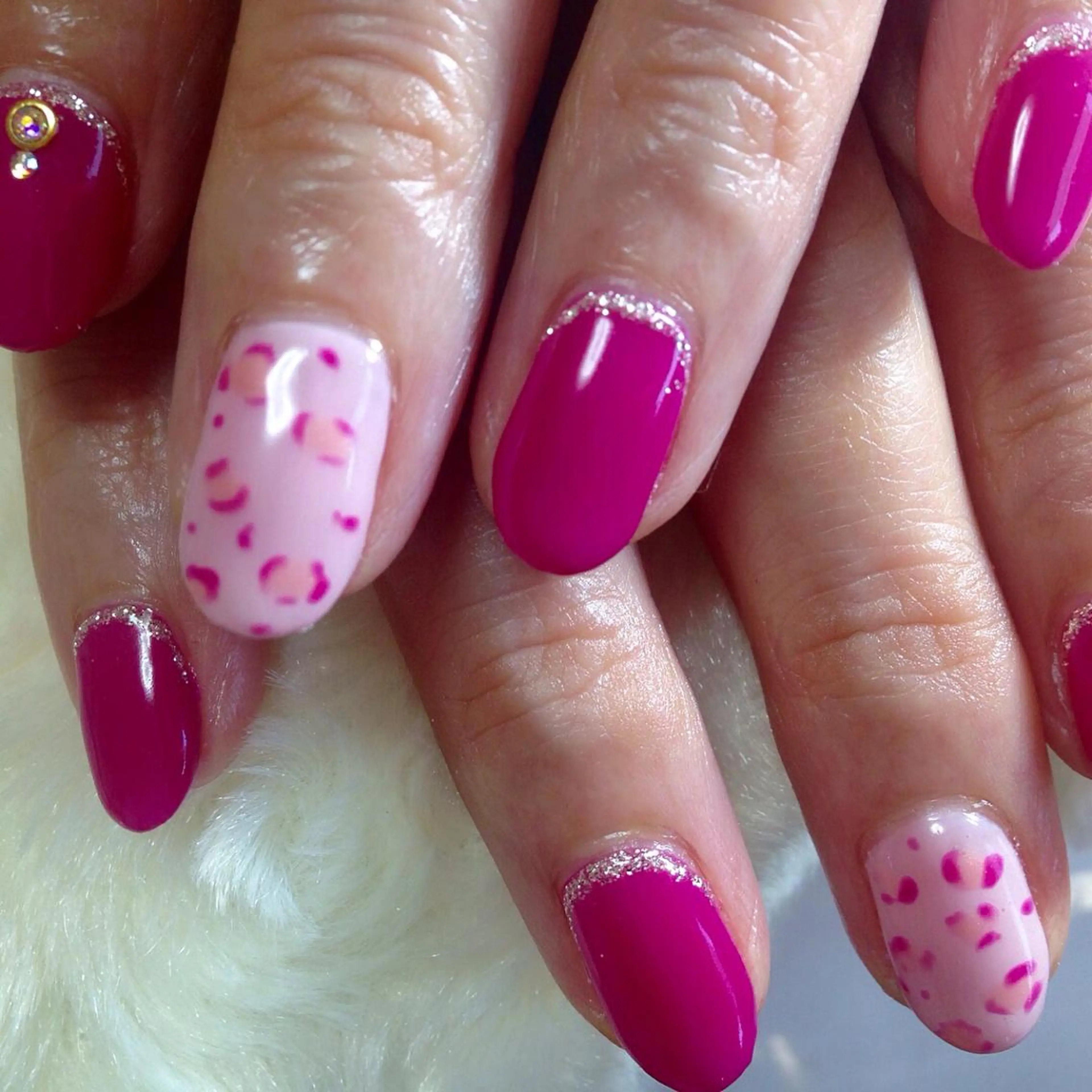 ネイル アニマル柄 ワンカラーネイル ピンク リラネイル所属・福田 美代子のネイルデザイン