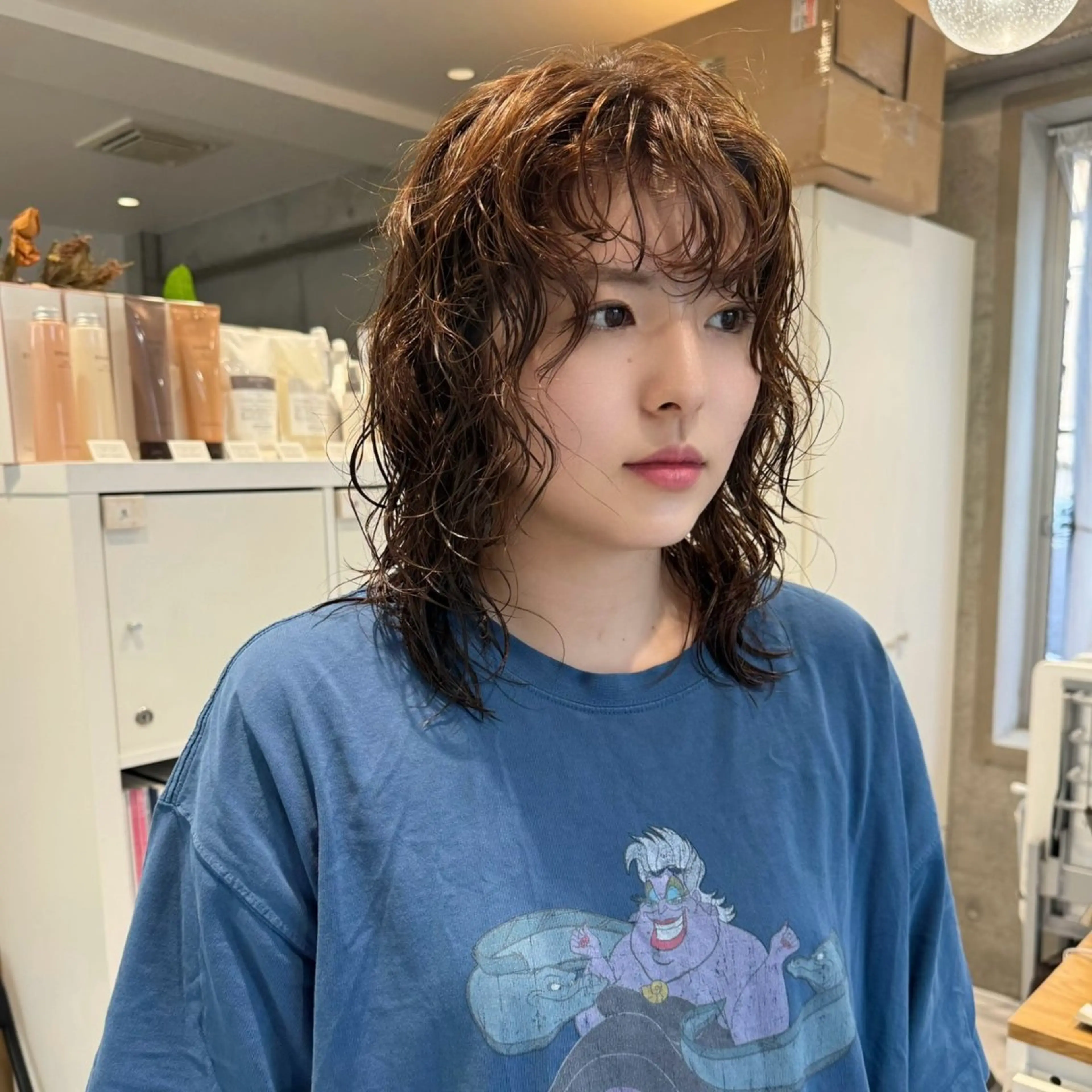 セミロング セミロングパーマ カット パーマ 会田有紀 /切りっぱなしボブのヘアスタイル