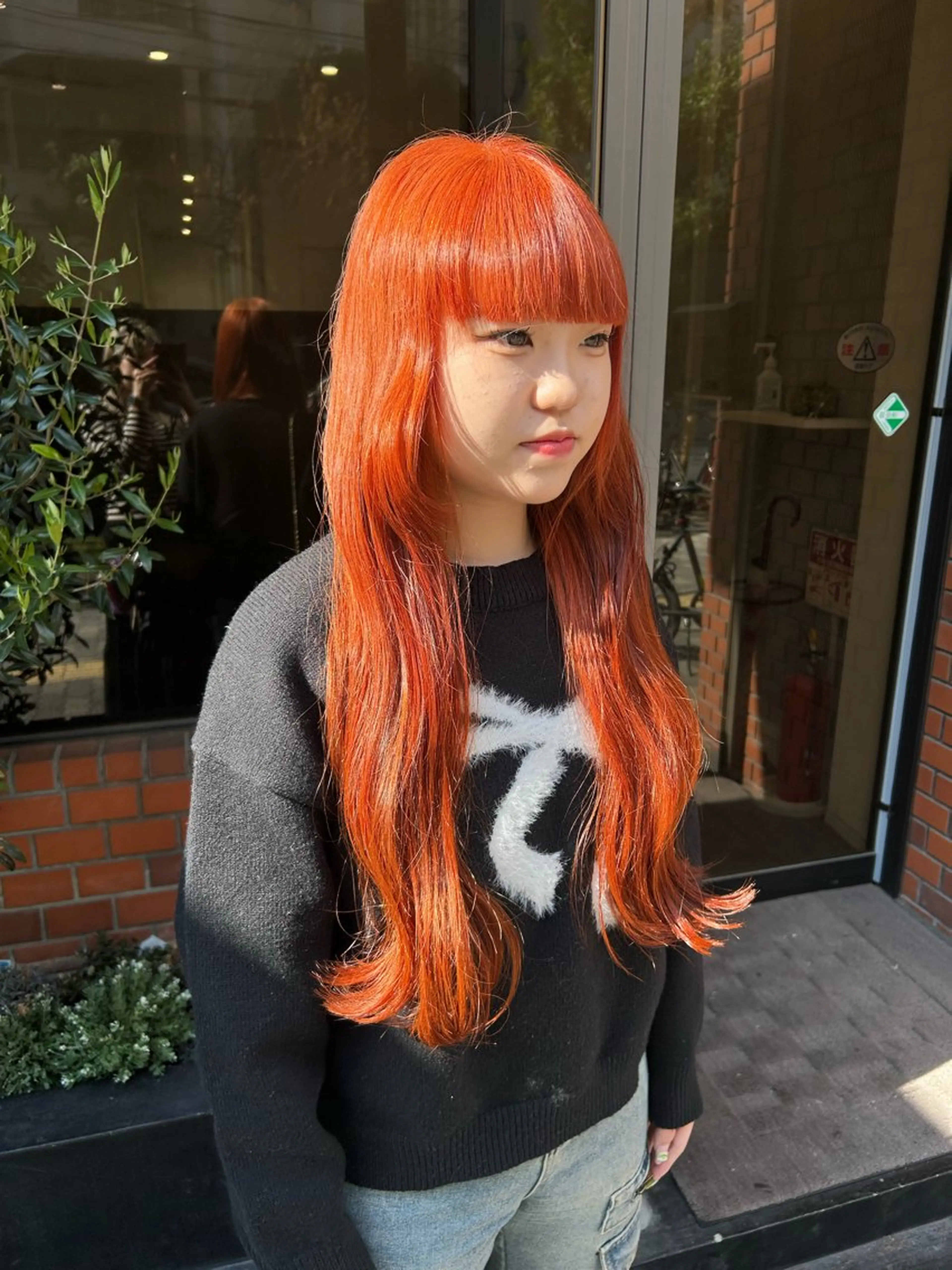 ロング カラー ヘアアレンジ オレンジ ヘアカラー トリートメント カラーリスト💟草間 紫音💟のヘアスタイル
