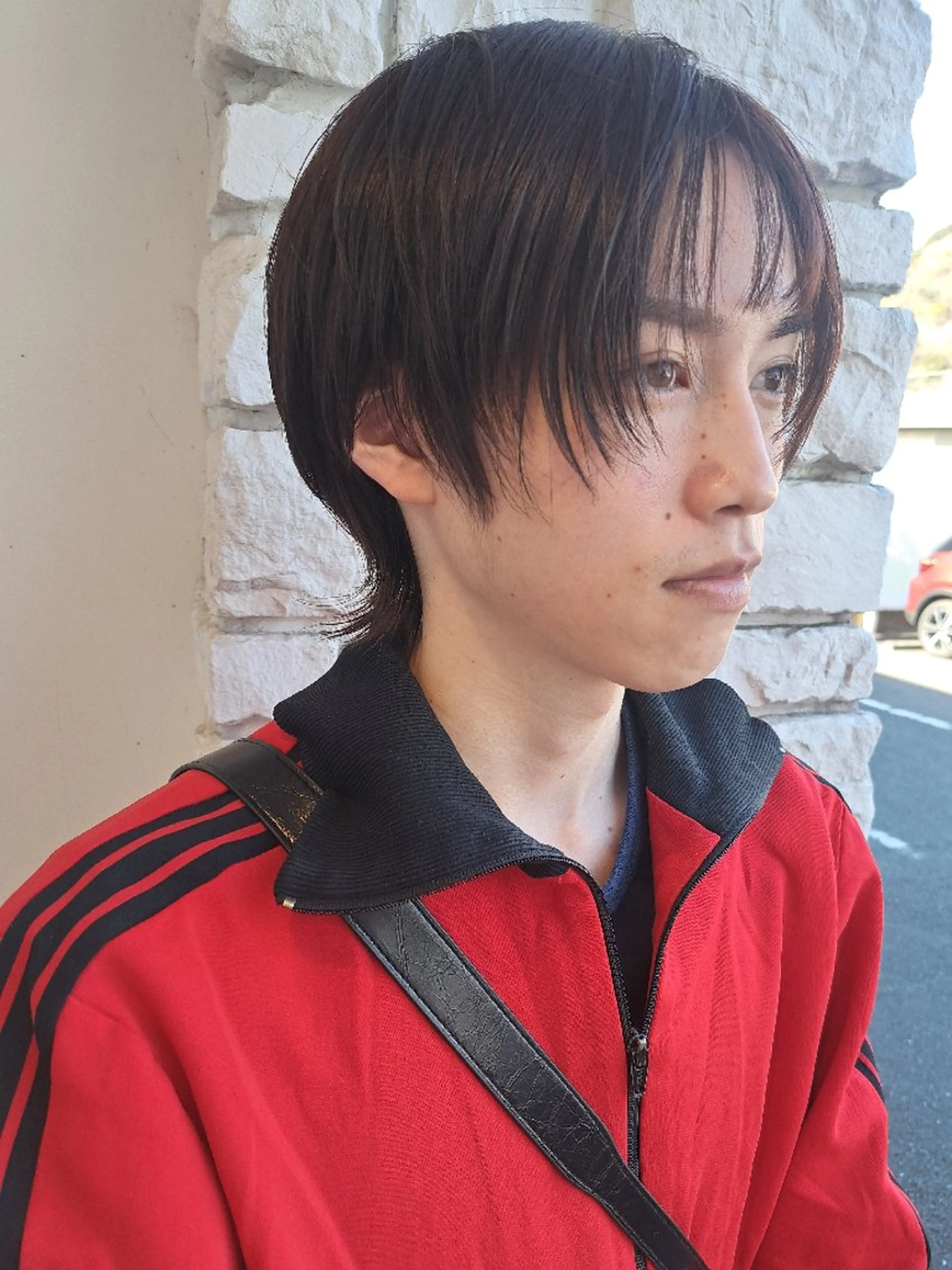 メンズ カラー メンズウルフカット ブラウンカラー レッドカラー ウルフカット メンズ ヘアメイク  ハイトーン キャロのヘアスタイル