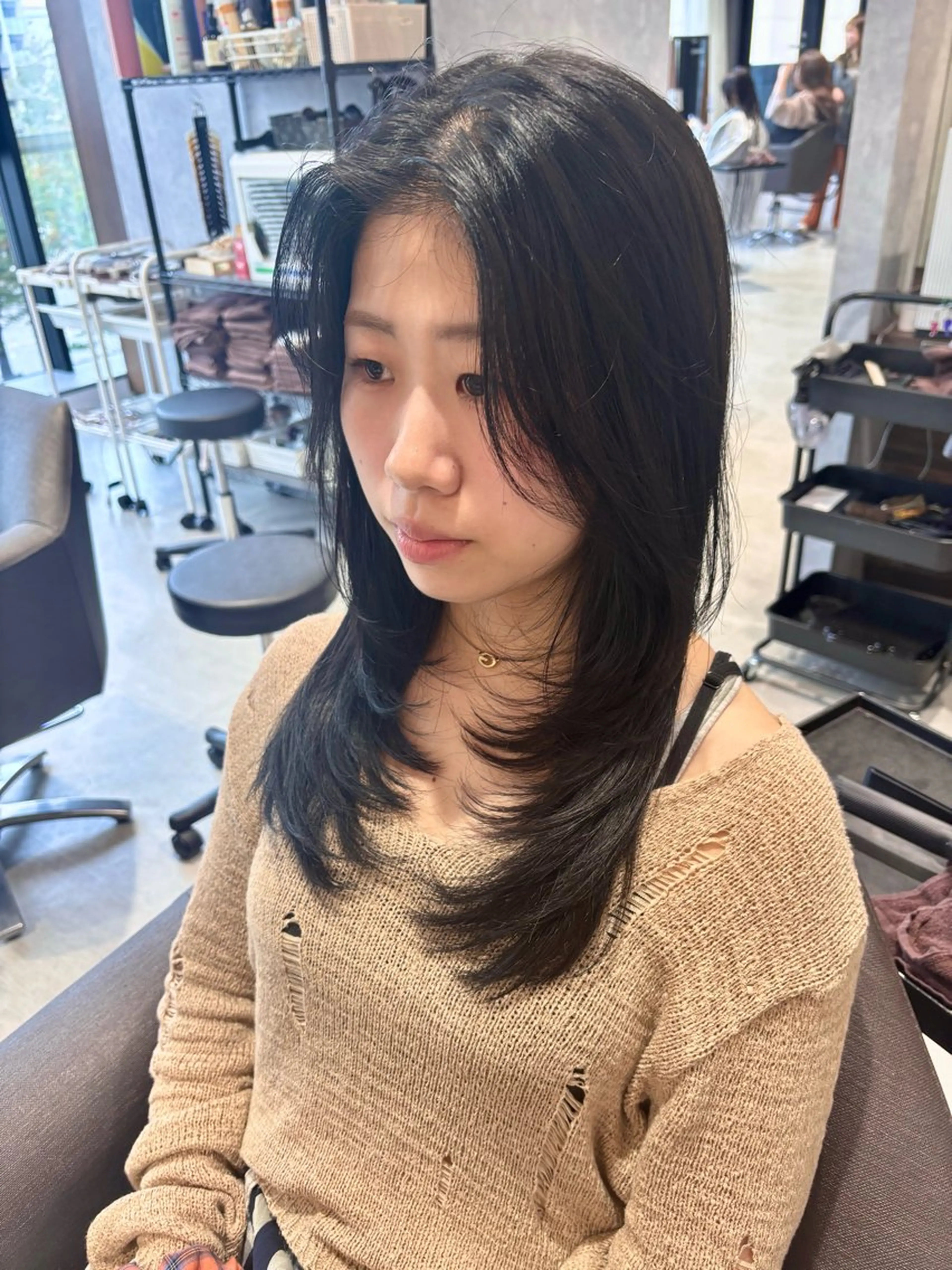 ロング カット ヘアカラー トリートメント 中田 沙希 ♡レイヤーカットのヘアスタイル