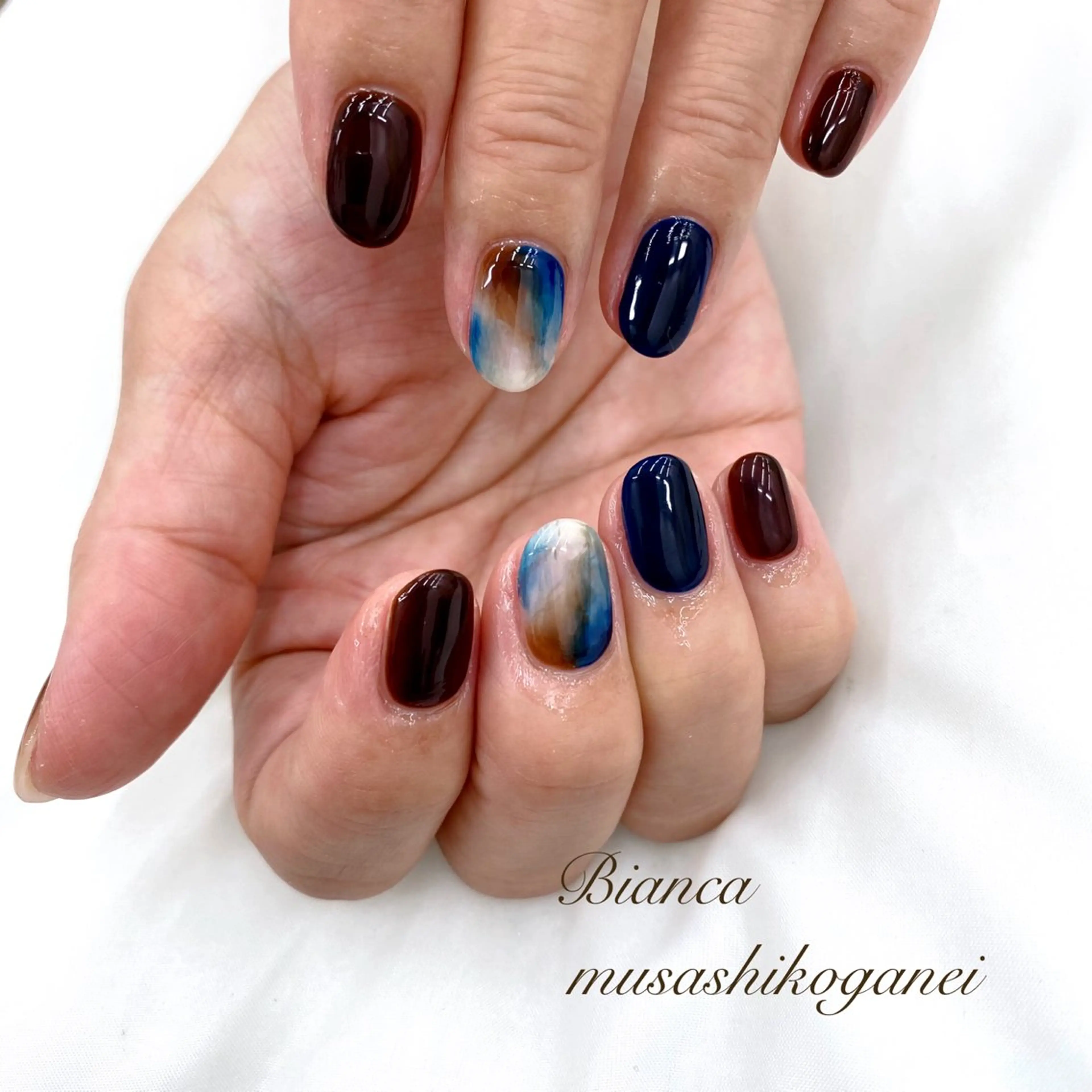 ネイル フレンチネイル ミラーネイル ニュアンスネイル ハンドネイル Bianca 武蔵小金井　しぎはらのネイルデザイン