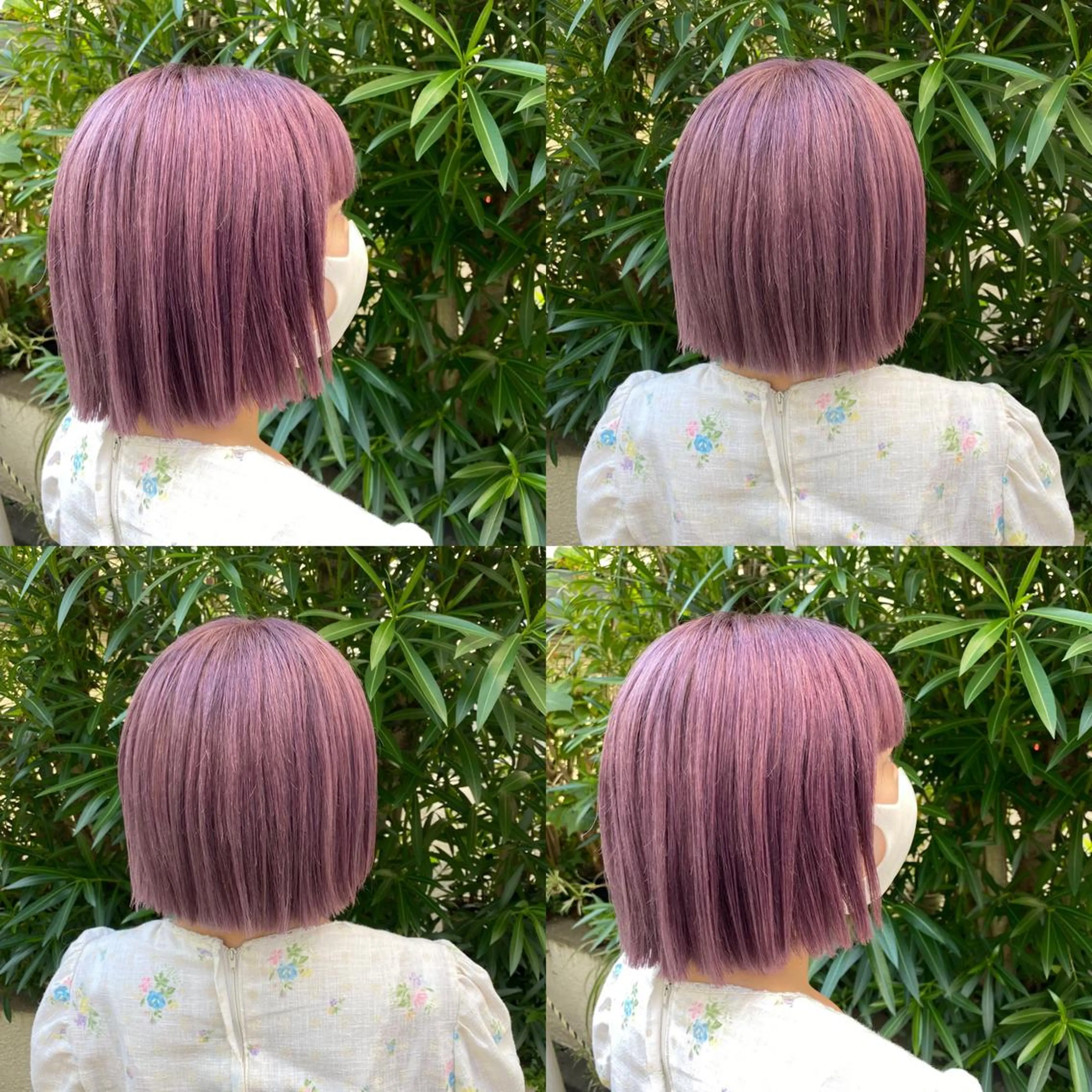 ミディアム カラー デザインカラー ダブルカラー ピンクカラー パープルカラー ボブ ヘアカラー エクステ ハイトーン 💭黒崎ハルカのヘアスタイル