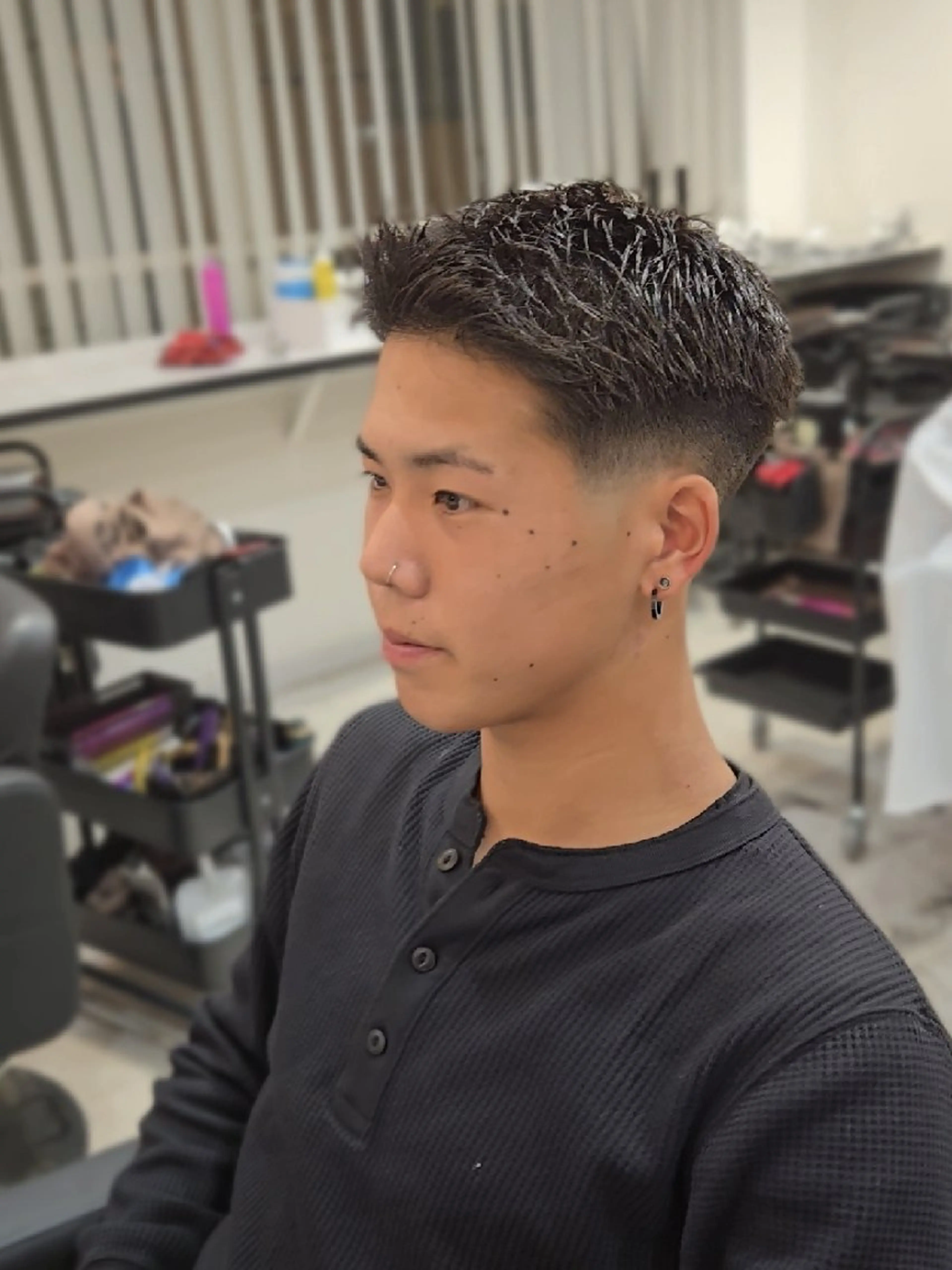 メンズ ショート フェードカット スパイキーショート ショートヘア カット ヘアセット Lapis 名古屋駅前店所属・LEN名古屋/パーマ 海外ヘア/メンズ特化のヘアスタイル
