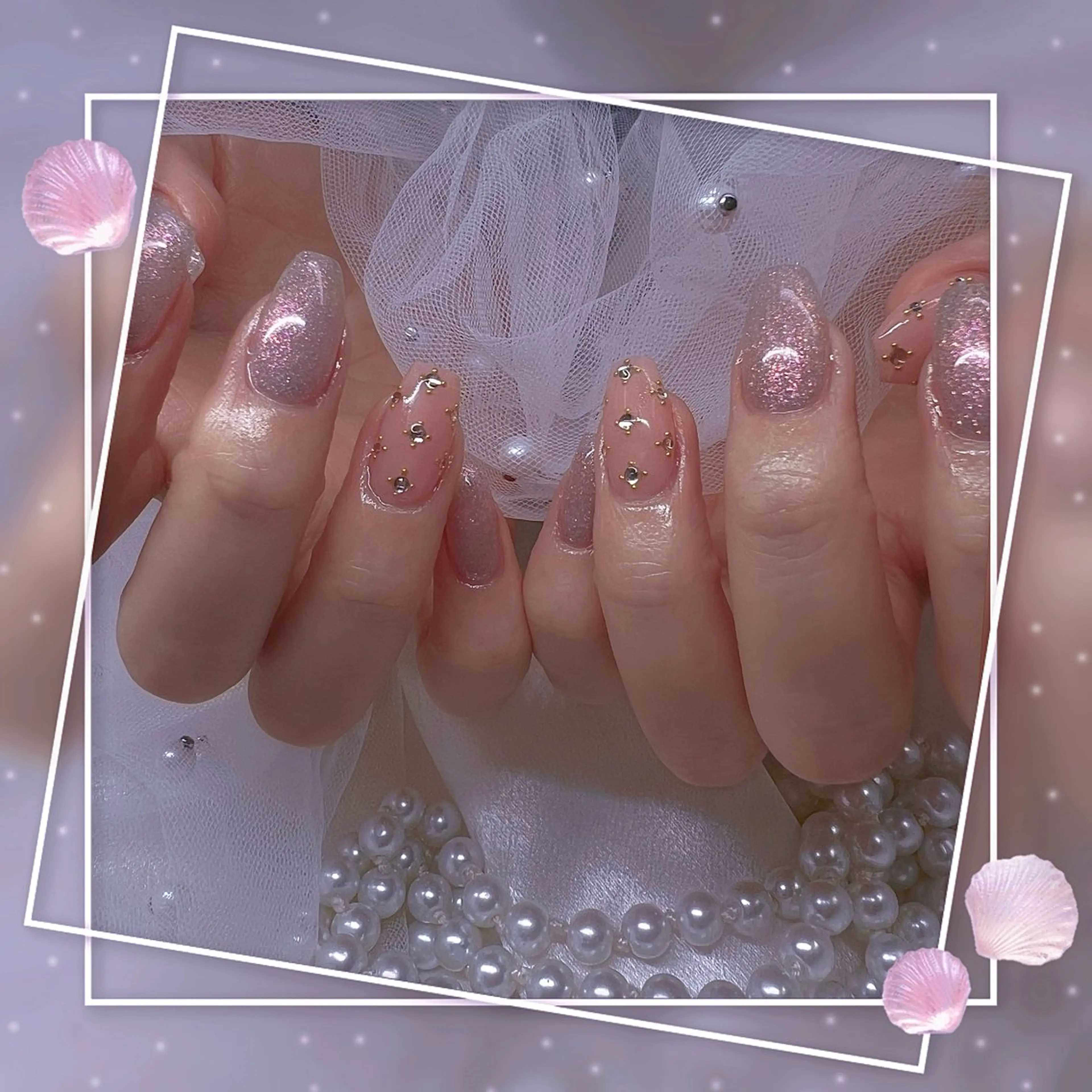 ネイル チークネイル ガーリー グラデーション マグネットネイル 持ち込み ハンドネイル Chill Nailsalonのネイルデザイン