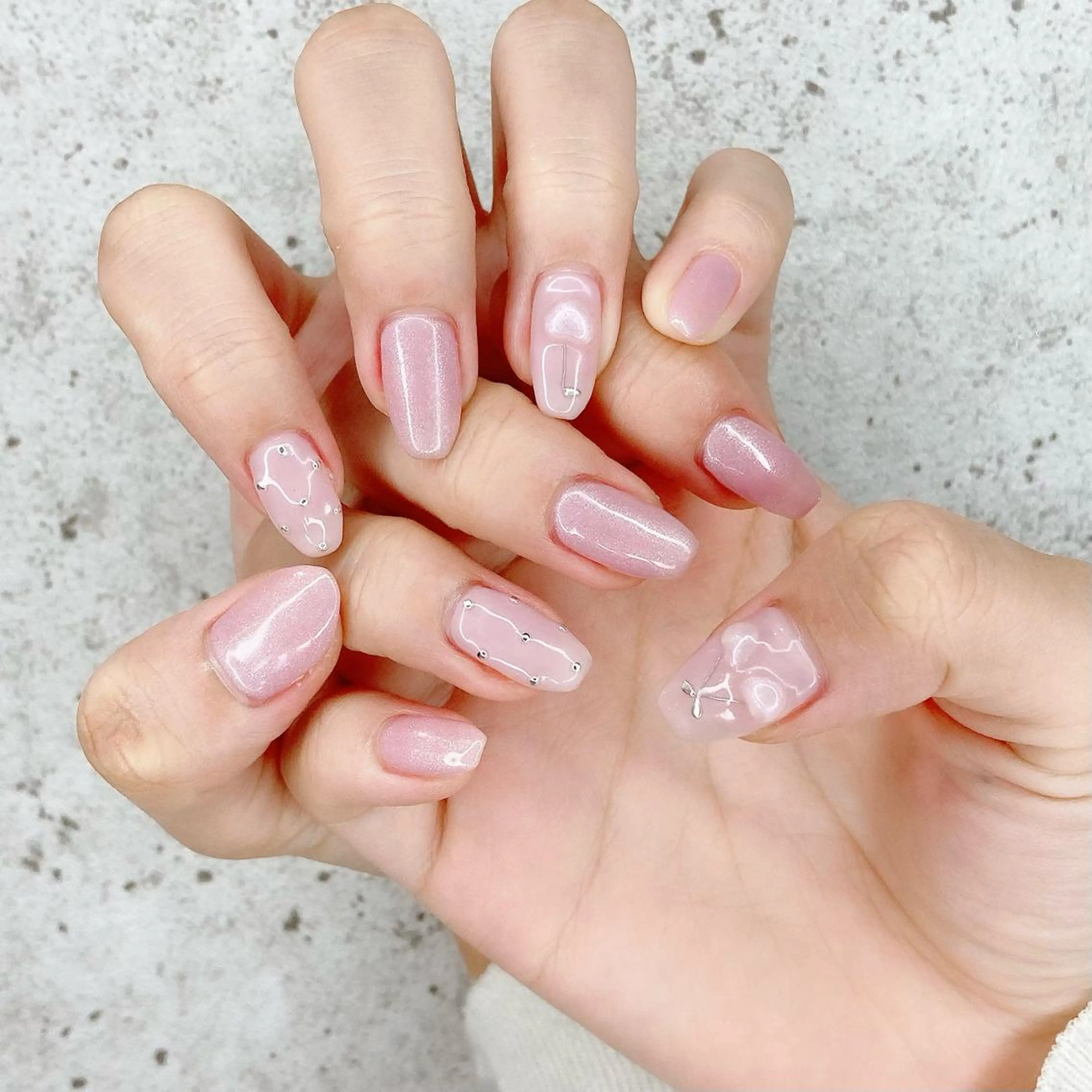 ネイル オーロラネイル ジェルネイル キラキラネイル オフィスネイル パラジェル ハンドネイル Nail Kのネイルデザイン