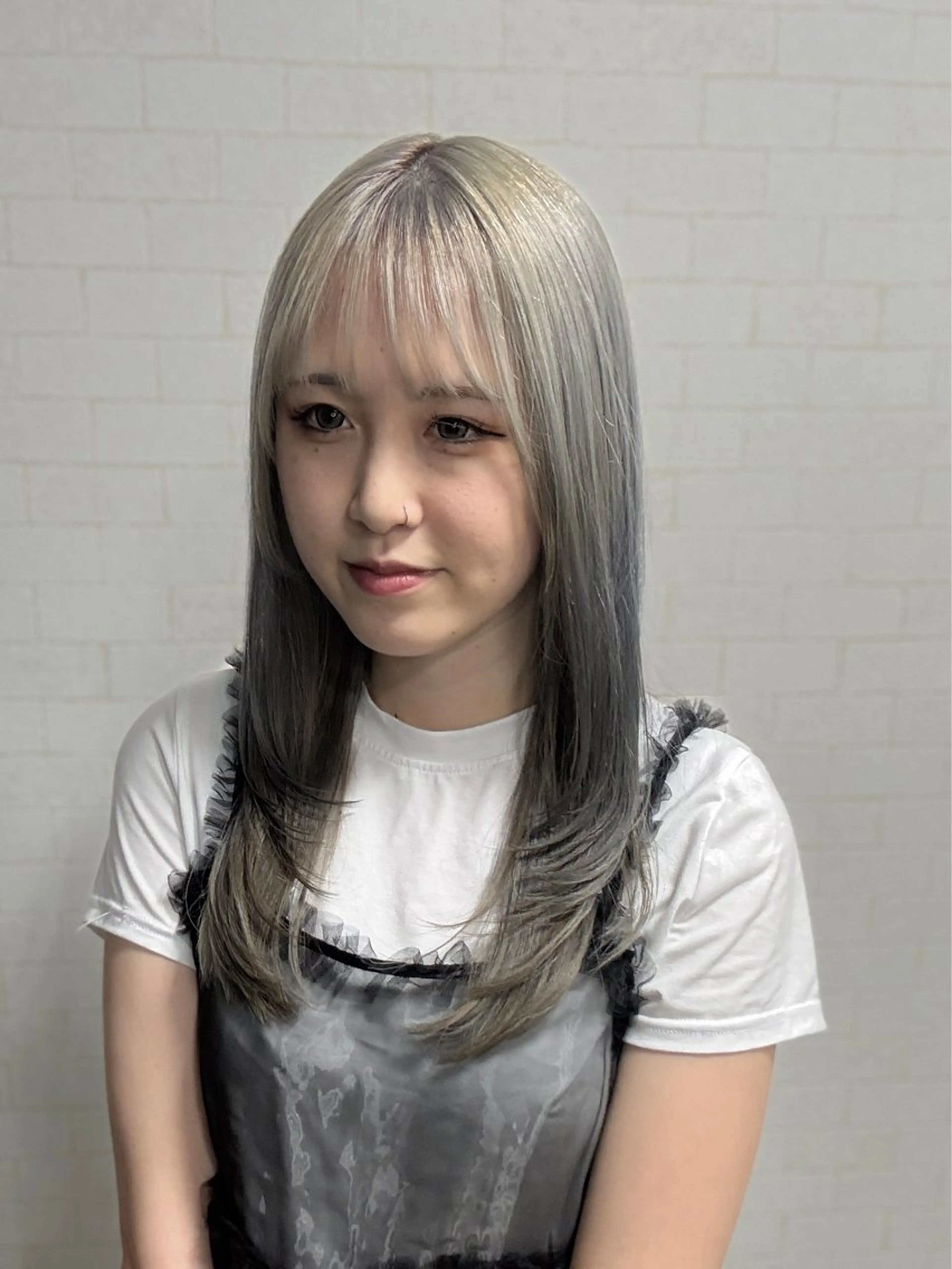 セミロング レイヤーカット カット ヘアカラー トリートメント 水元 聖流のヘアスタイル