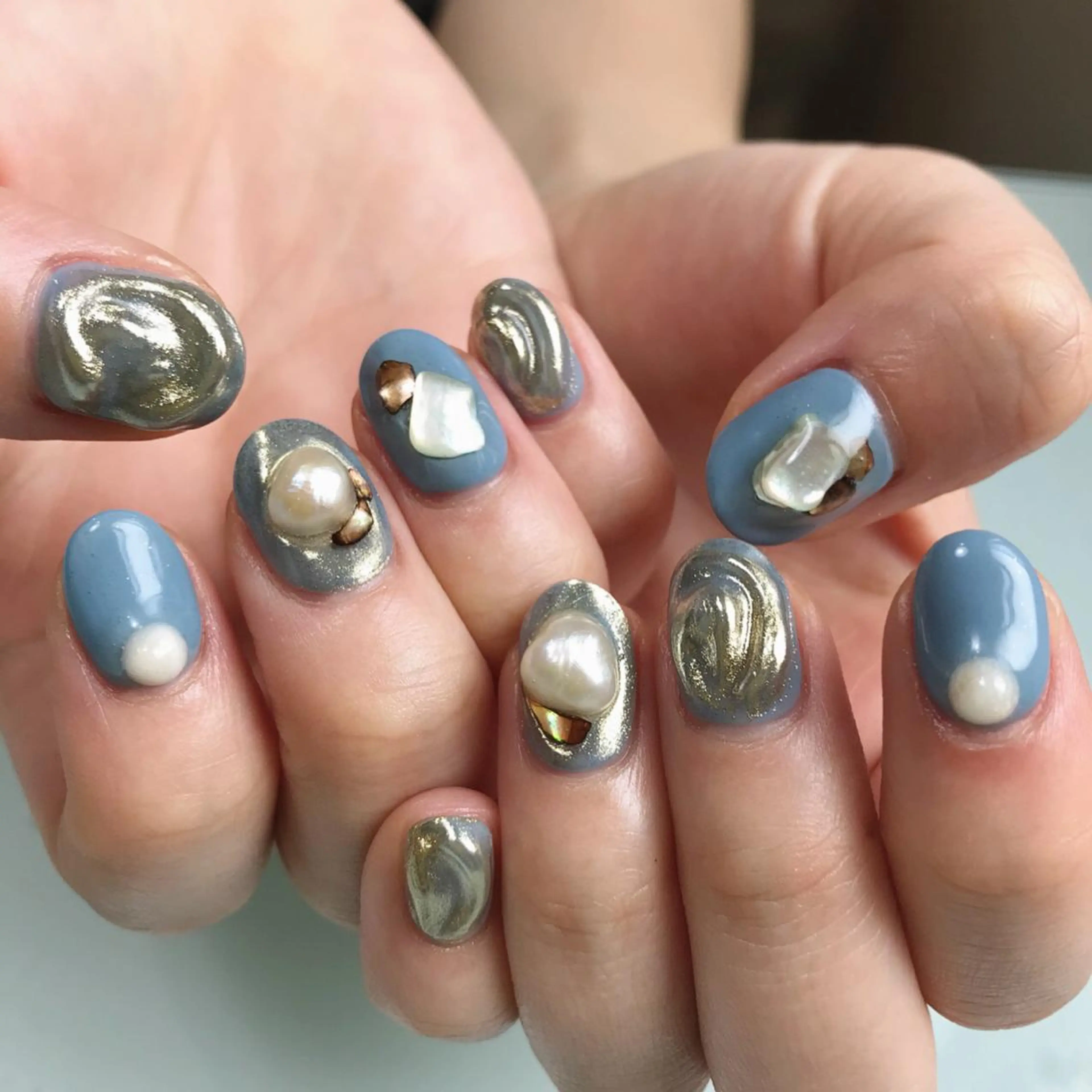 ネイル ブルー ニュアンスネイル ハンドネイル Nakazawa Mayuのネイルデザイン