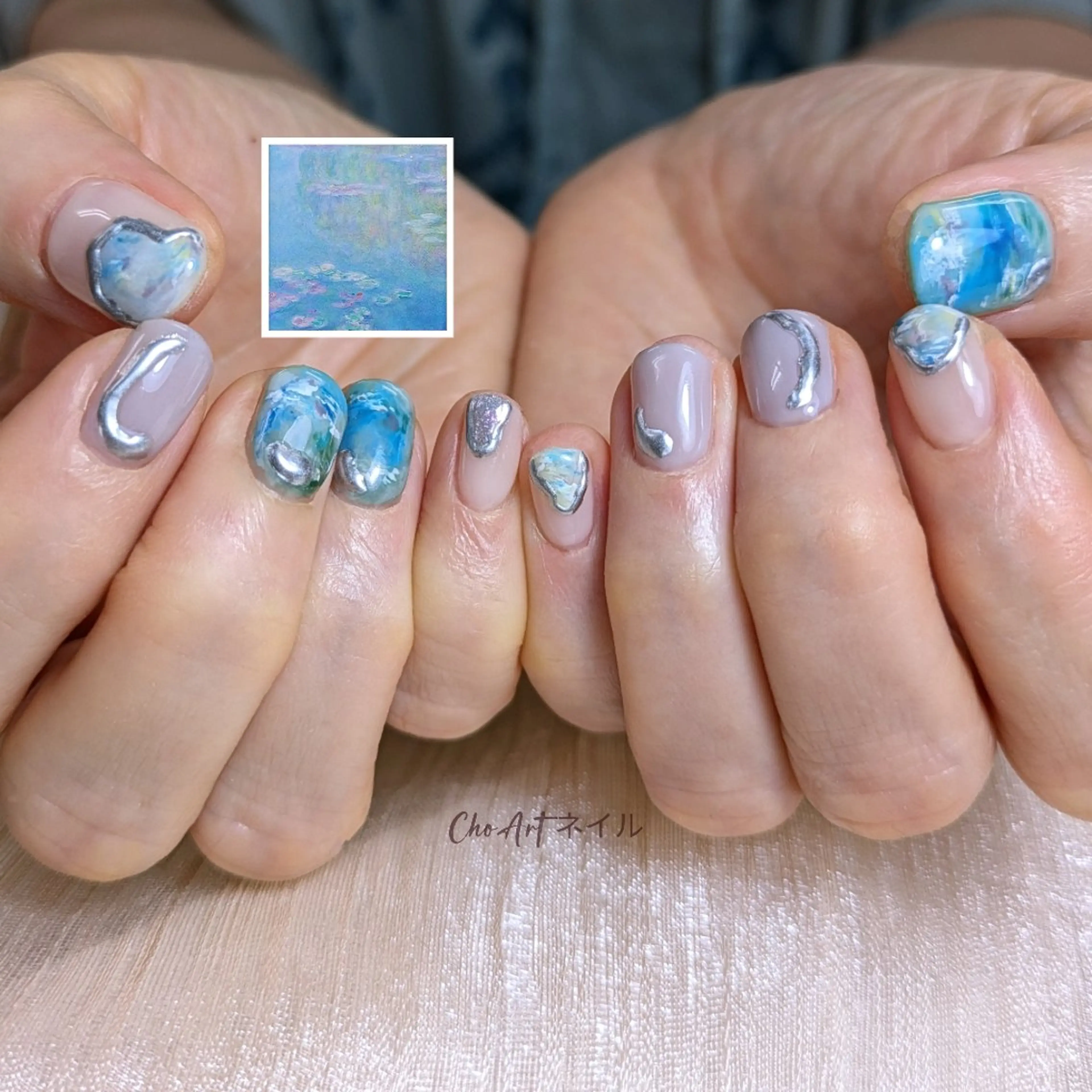 ネイル アートネイル ブルー ジェルネイル 持ち込み ニュアンスネイル Cho Artネイル所属・Cho Art ネイルのネイルデザイン