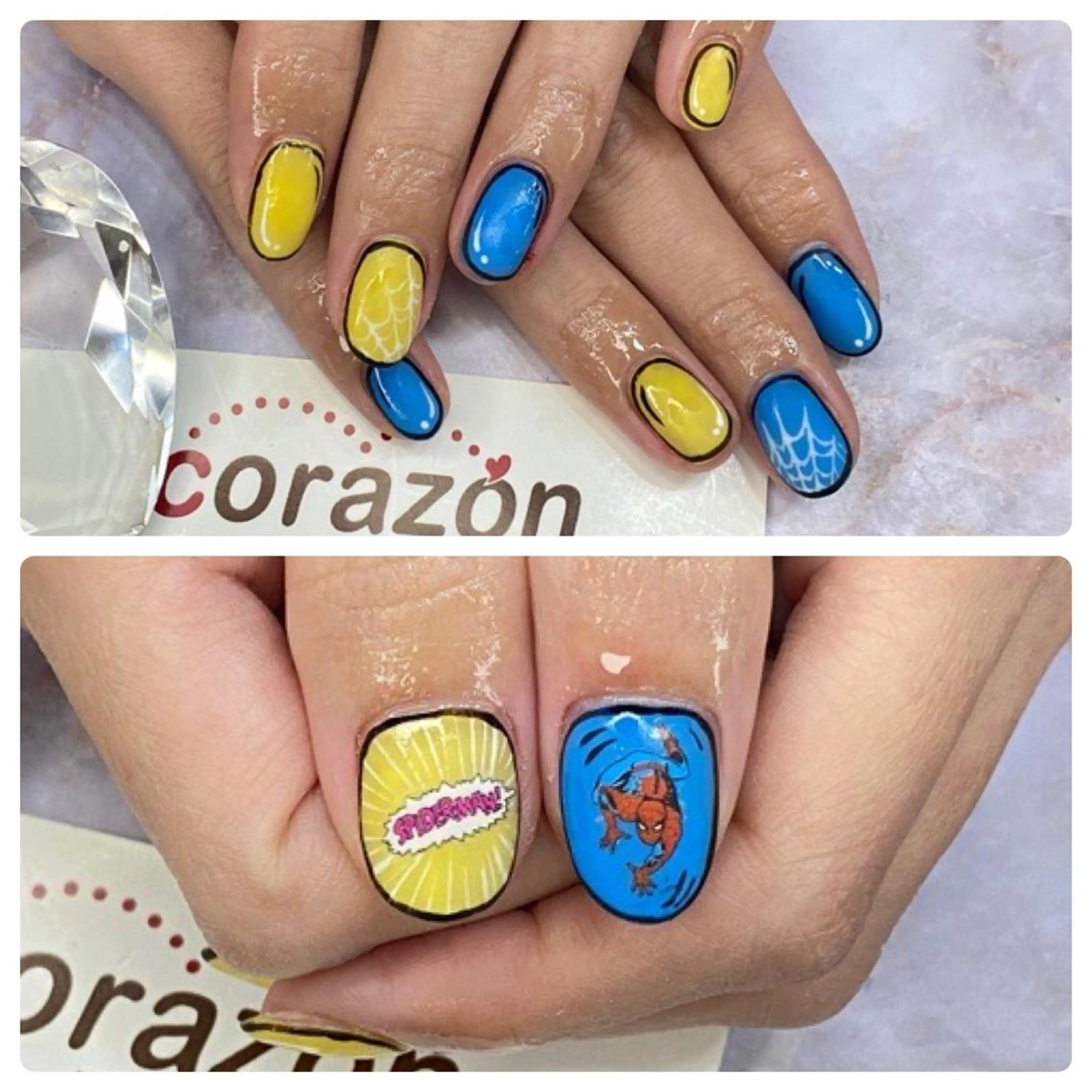 ネイル 水色 黄色 corazon所属・ネイリスト aicoのネイルデザイン