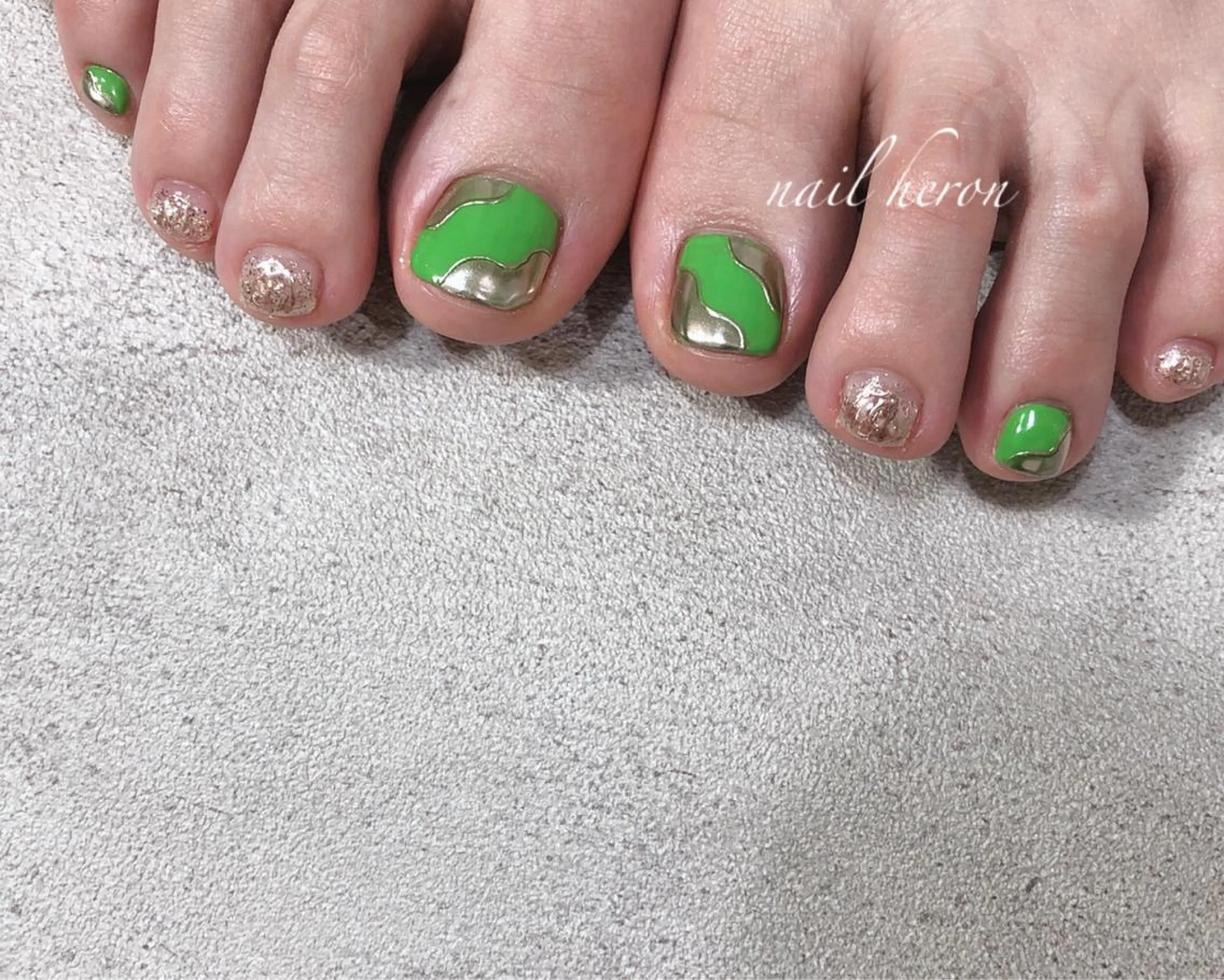 ネイル グリーン フットネイル nail heron所属・saki_ nail heronのその他イメージ