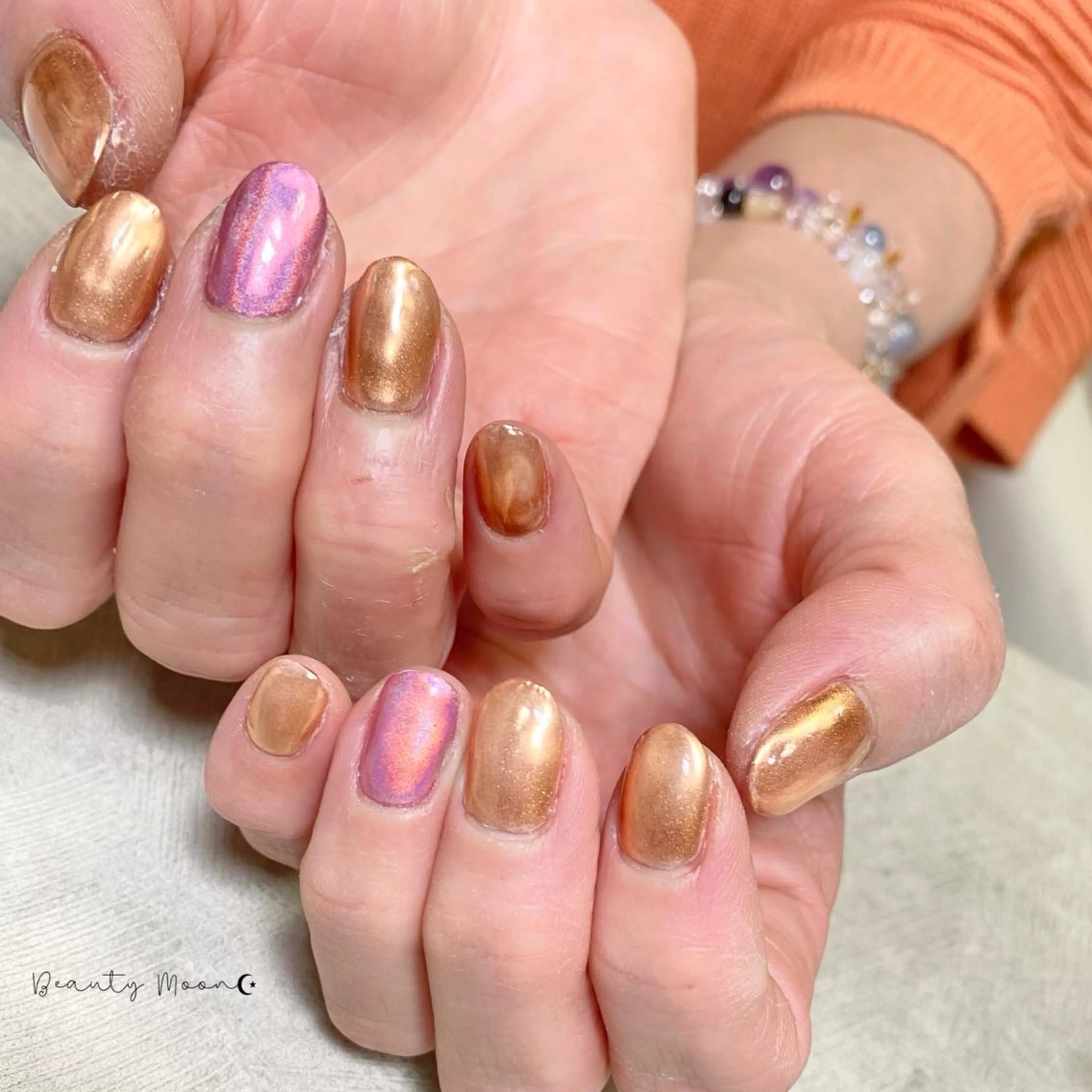 ネイル ミラーネイル ピンク beauty ☪︎moonのネイルデザイン