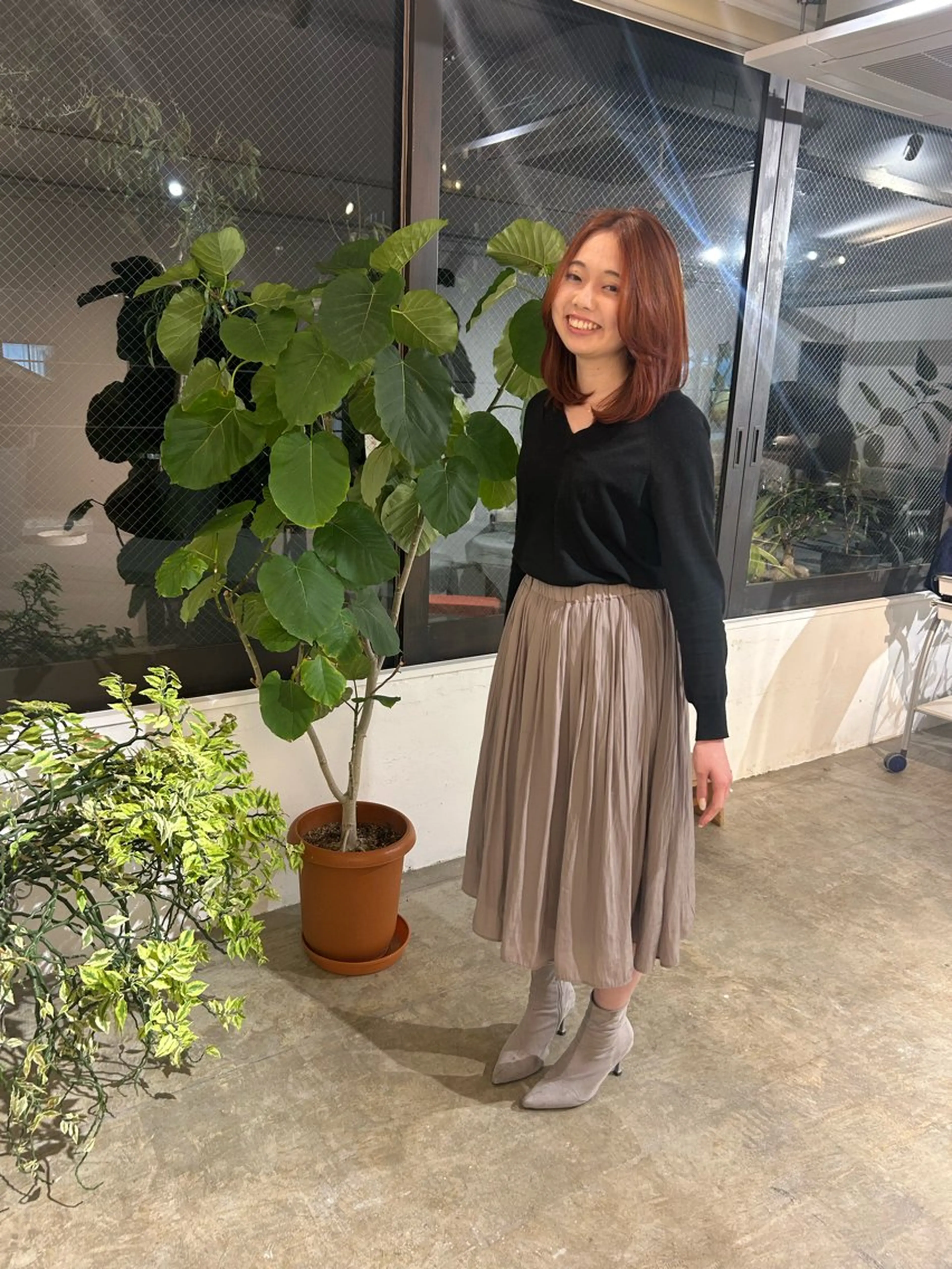 セミロング カラー オレンジ 藤田 侑花のヘアスタイル