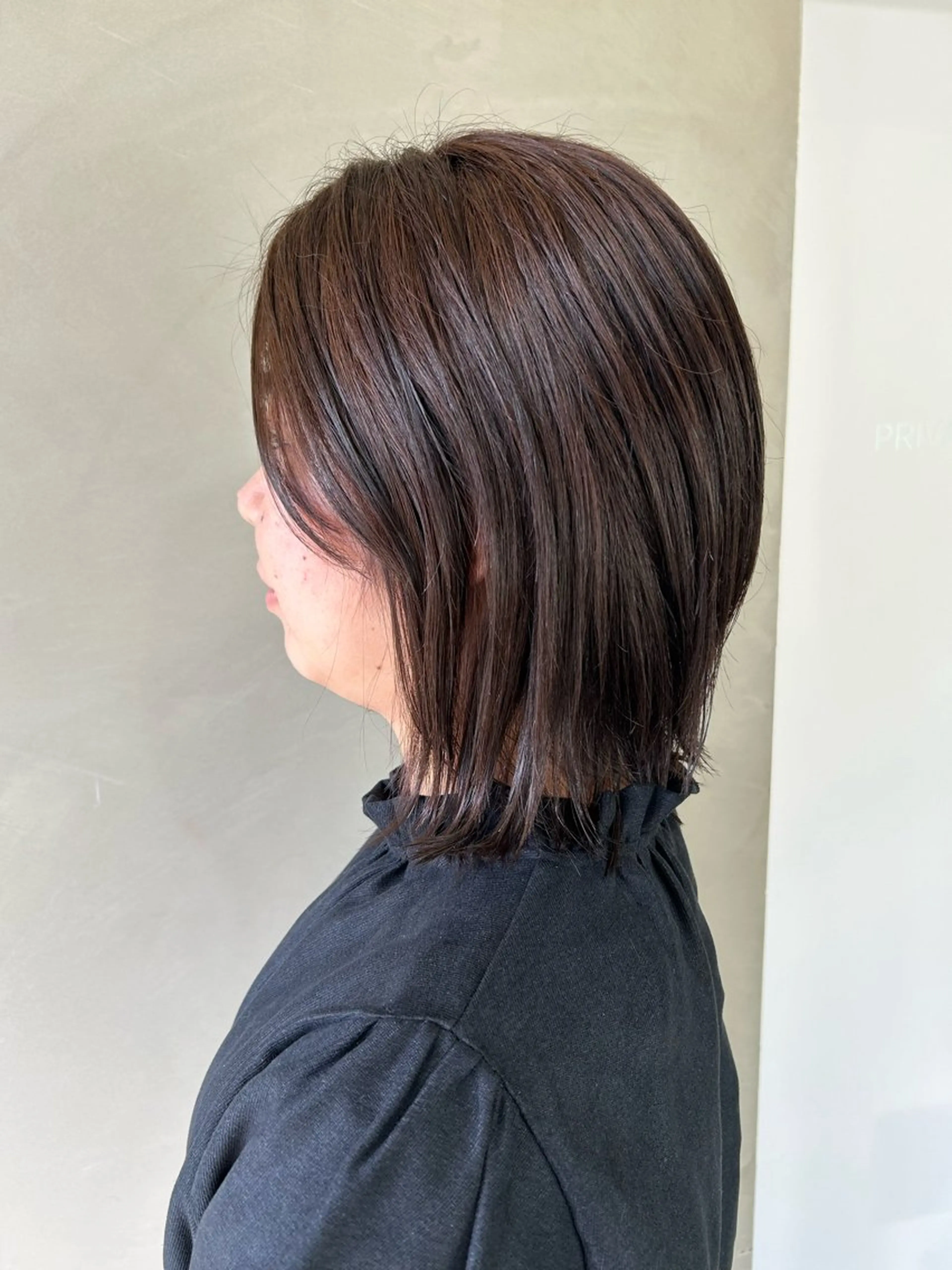 ミディアム ボブレイヤー アッシュ ボブ レイヤーカット 透明感カラー 暖色shihoのヘアスタイル