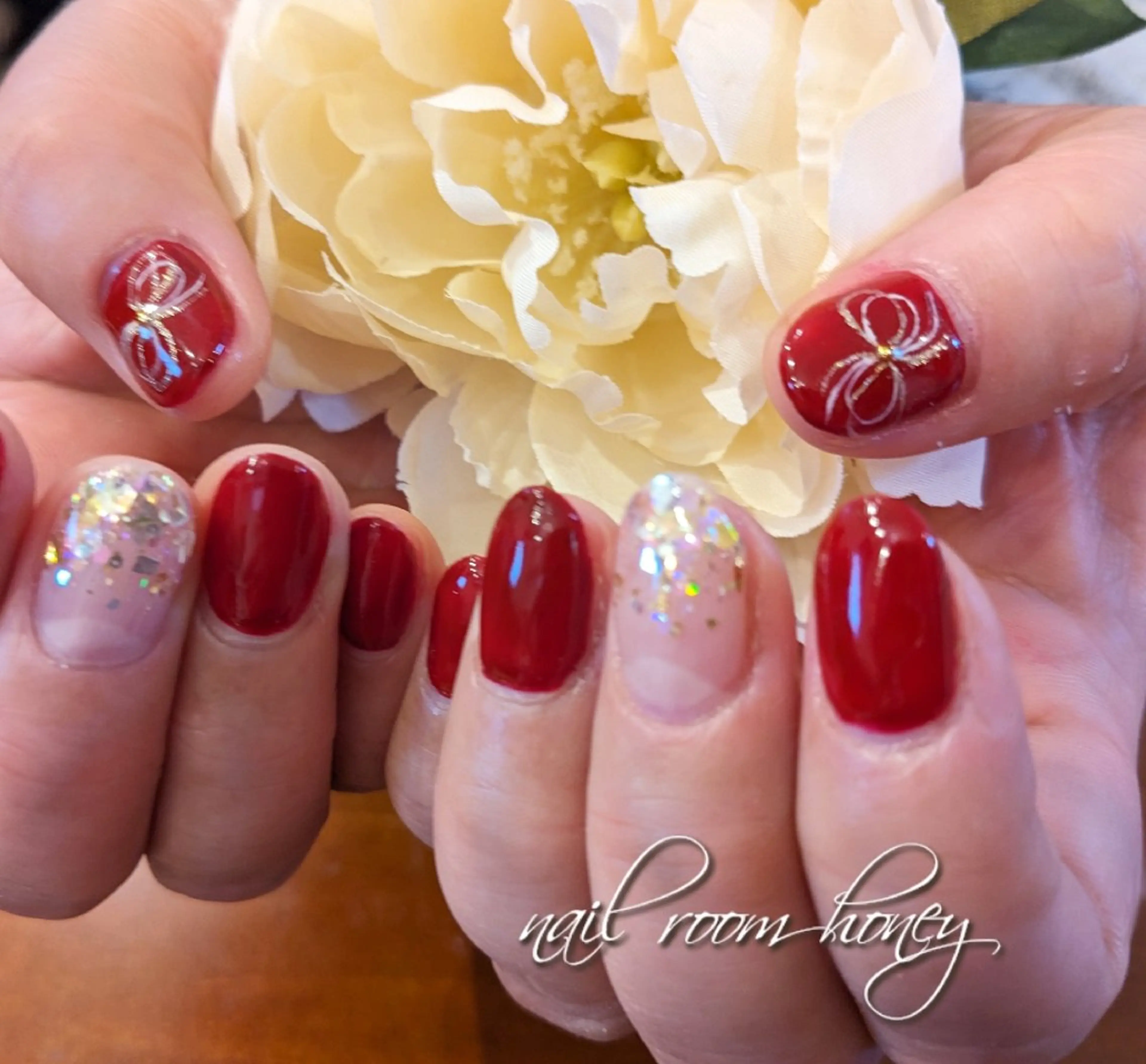 ネイル アートネイル ボルドー 赤色 nail room  honeyのネイルデザイン