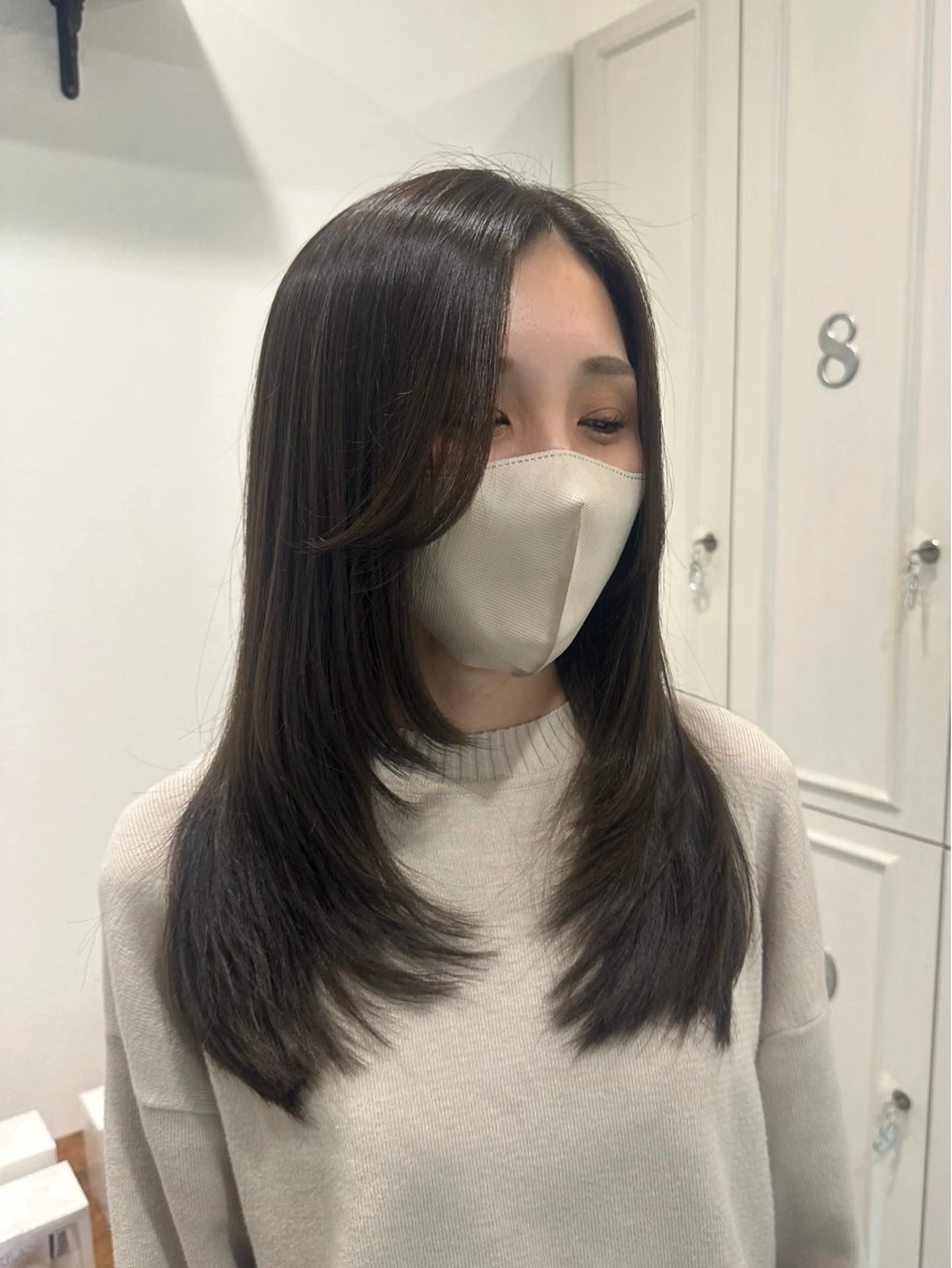 ロング カラー ベージュカラー オリーブベージュ 韓国風ヘア レイヤーカット tiravento 南船場店所属・nana 韓国スタイル🇰🇷のマツエク・マツパデザイン