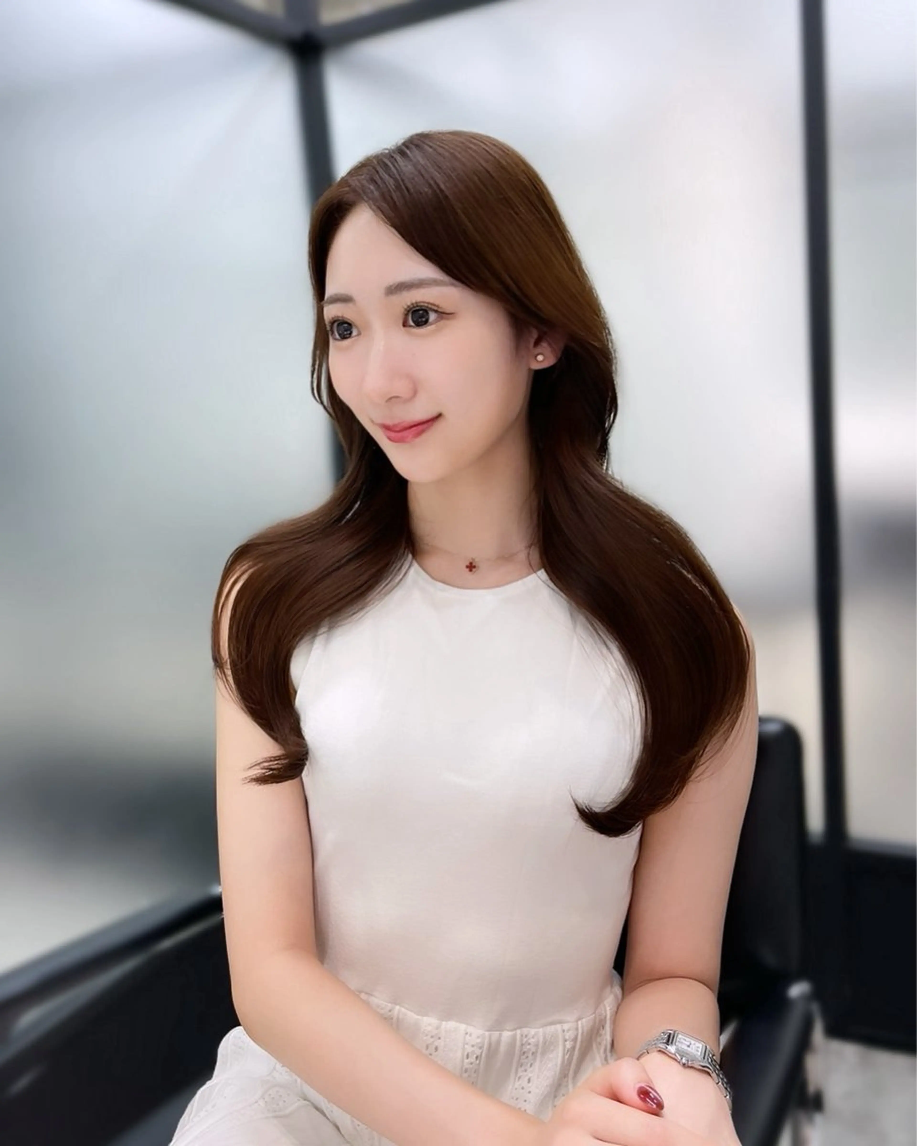 セミロング 韓国風ヘア レイヤーカット カット トリートメント 韓国レイヤーカット 髪質改善▫️水野有真のヘアスタイル
