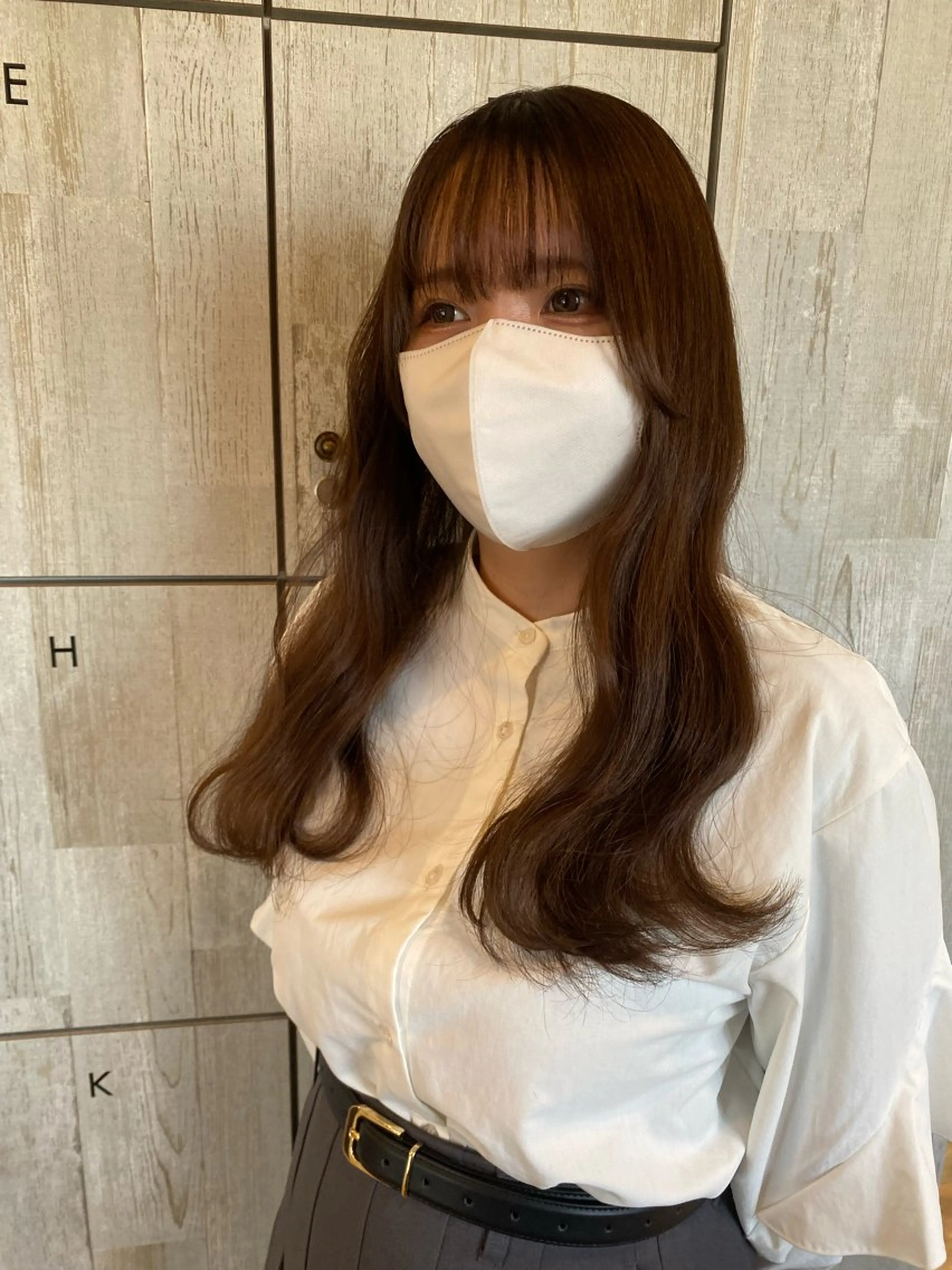 セミロング あいさ🤍ムラ無しカ ラー🤍のヘアスタイル