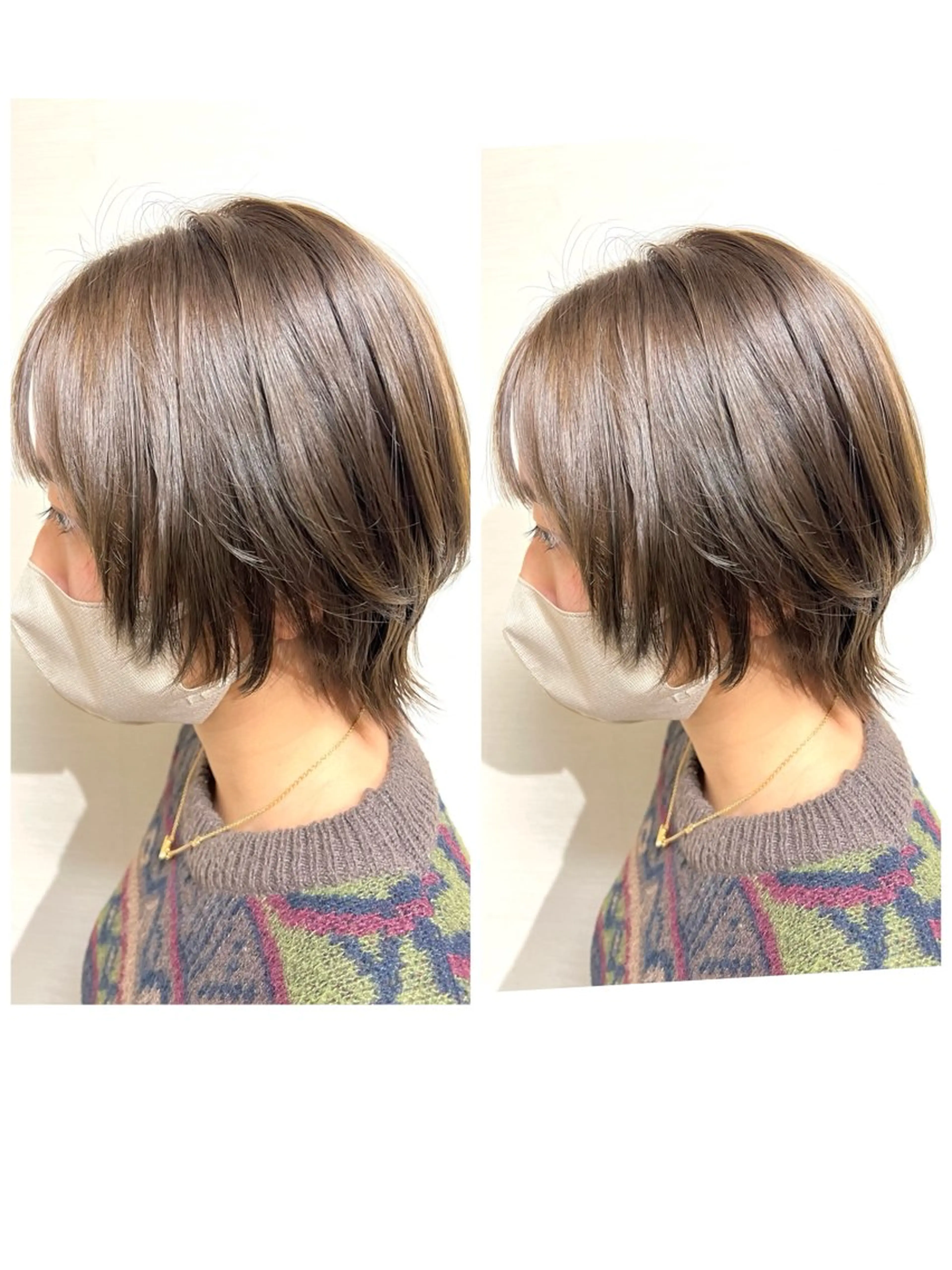 ミディアム カラー アッシュ ウルフカット ショート/ボブ 特化✂️福岡のヘアスタイル