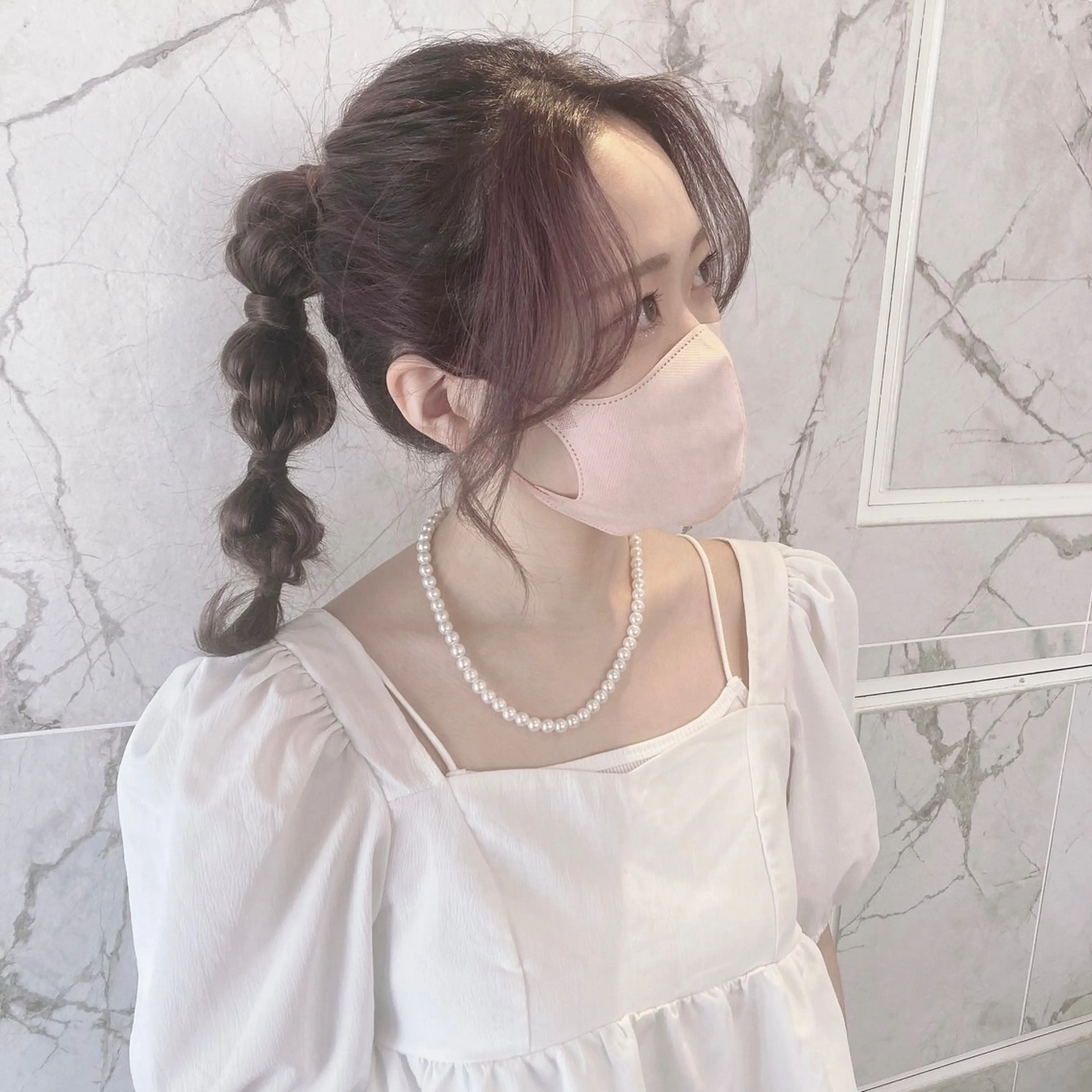 ロング ヘアアレンジ Press.salon所属・momochan🍑 透明感白玉カラー♡のヘアスタイル