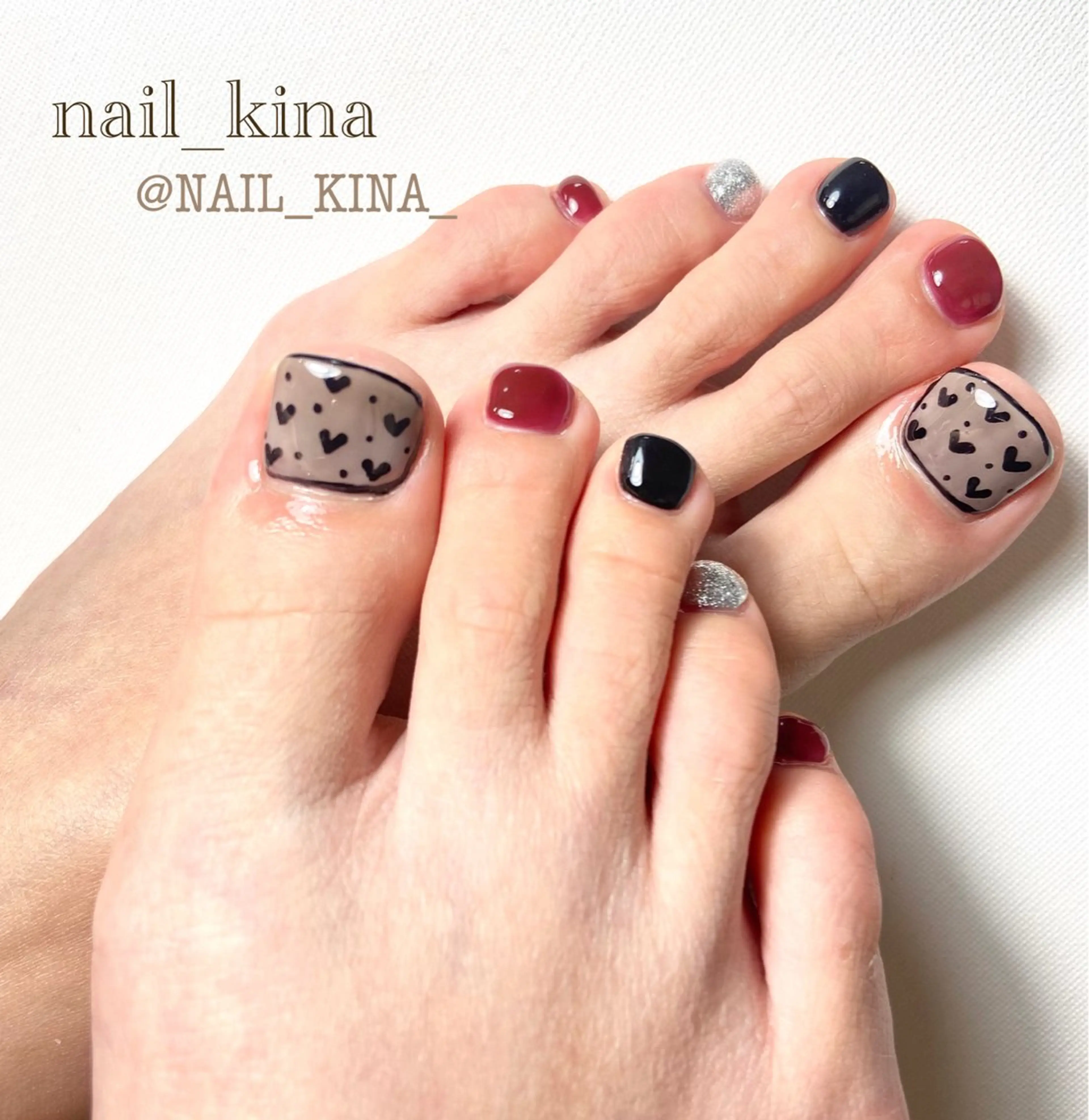 ネイル フットネイル ハート フットネイル nail_ kinaのネイルデザイン
