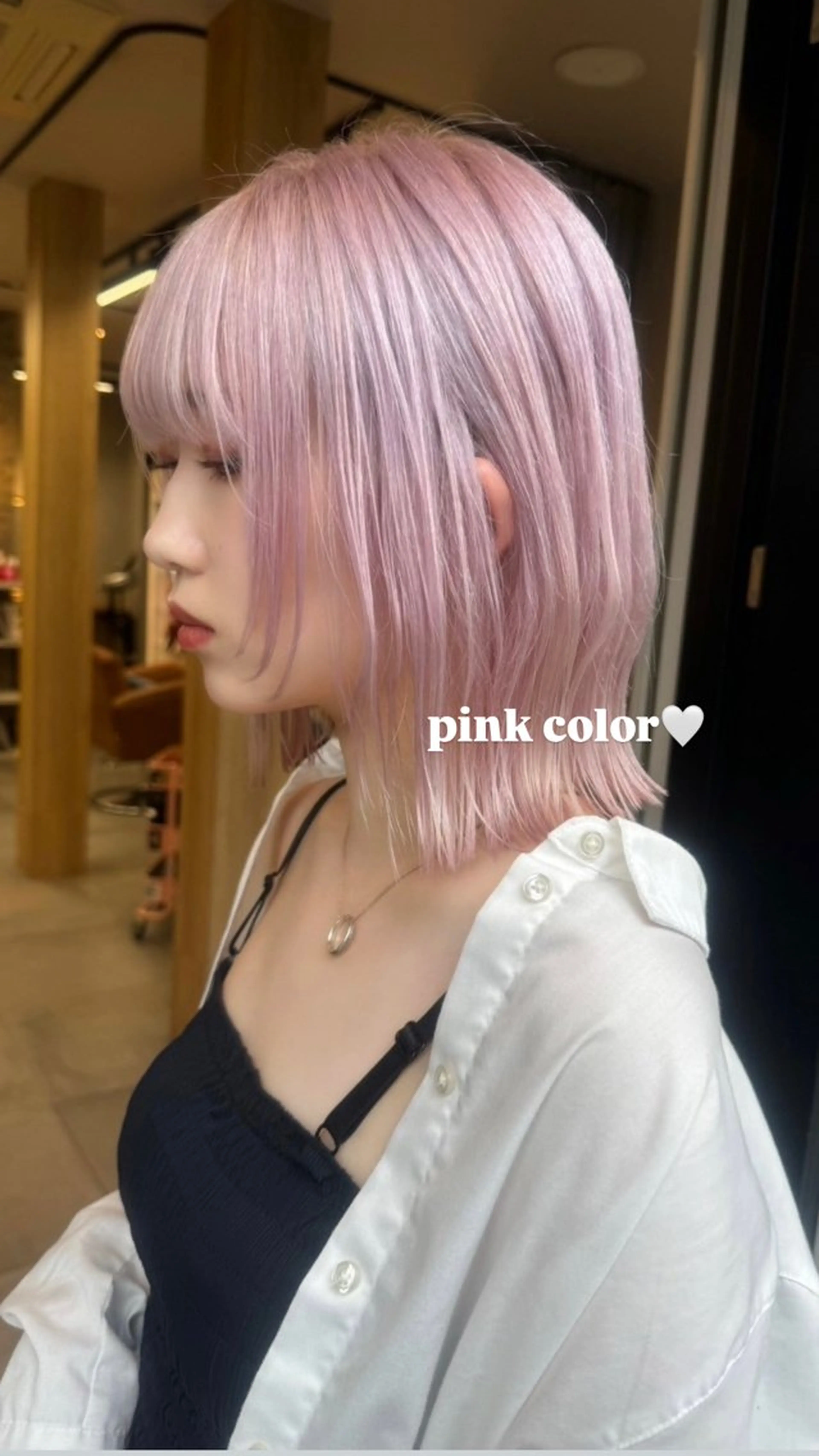 ミディアム カラー ピンクカラー カット ヘアカラー 表参道美容師ゆいか ♡ミディアムレイヤーのヘアスタイル