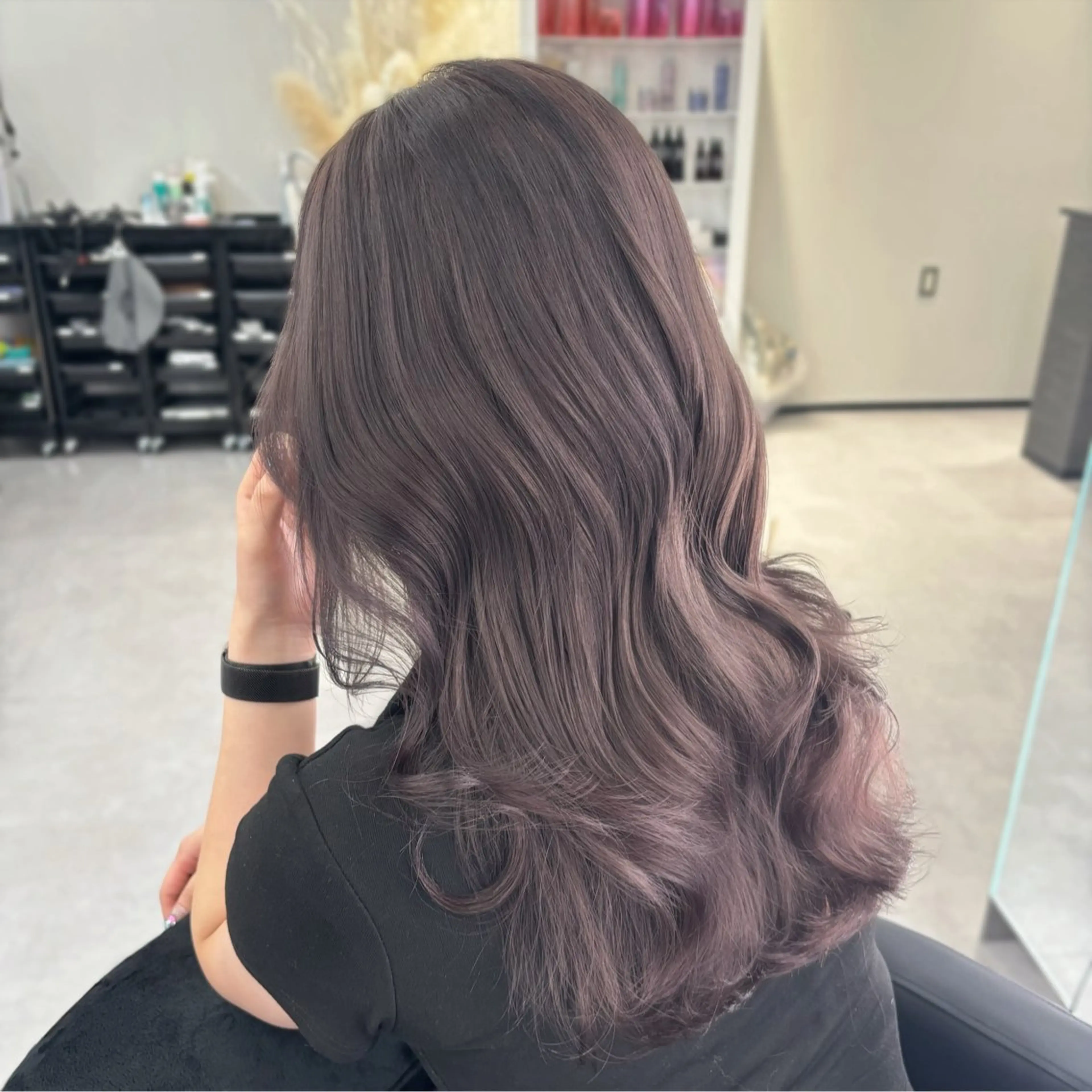ロング カラー ヘアカラー トリートメント ブリーチなしレイヤー 髪質改善/韓国ヘアのヘアスタイル