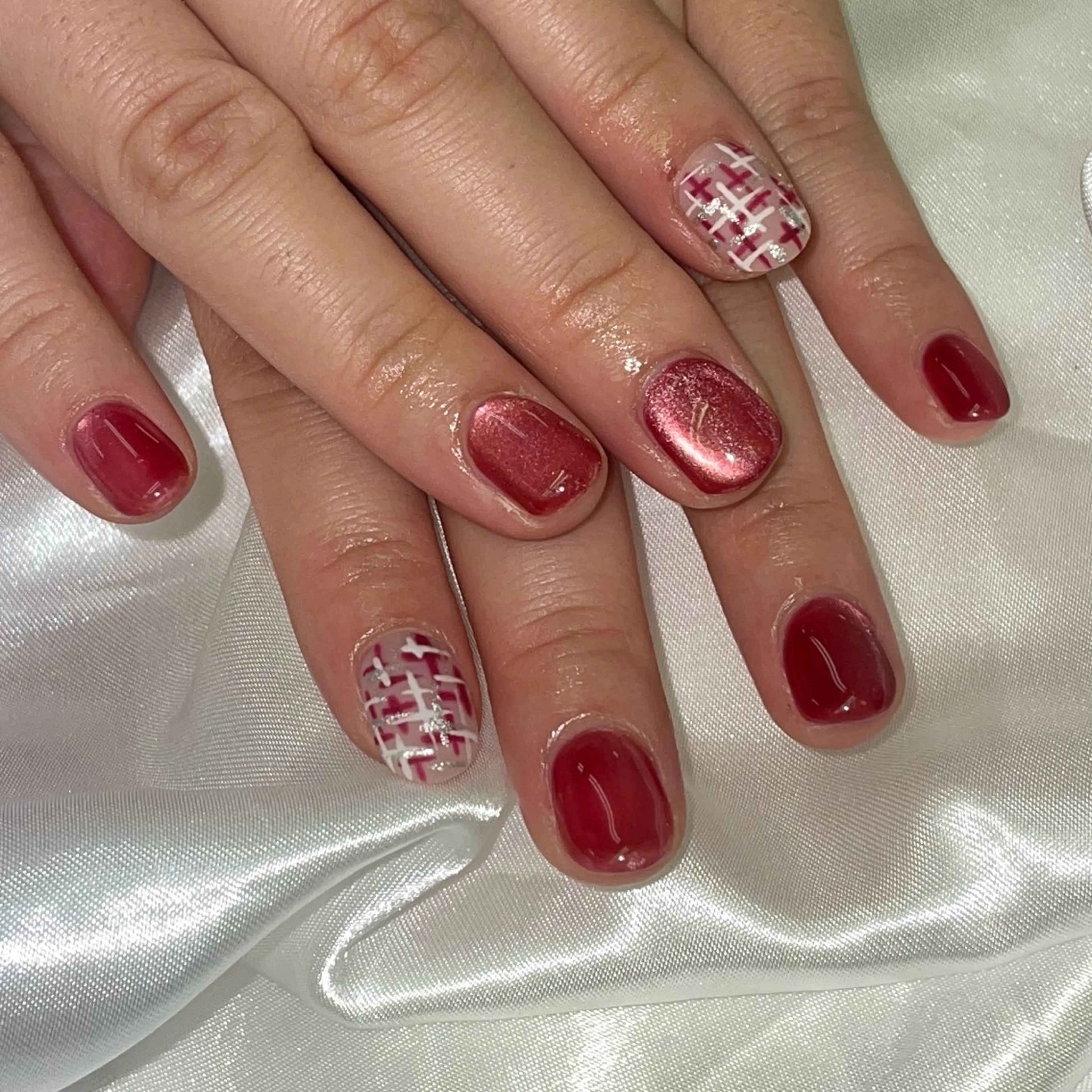 ネイル ツイードネイル ハンドネイル Nail salon のらねこ所属・友井川 綾華のネイルデザイン