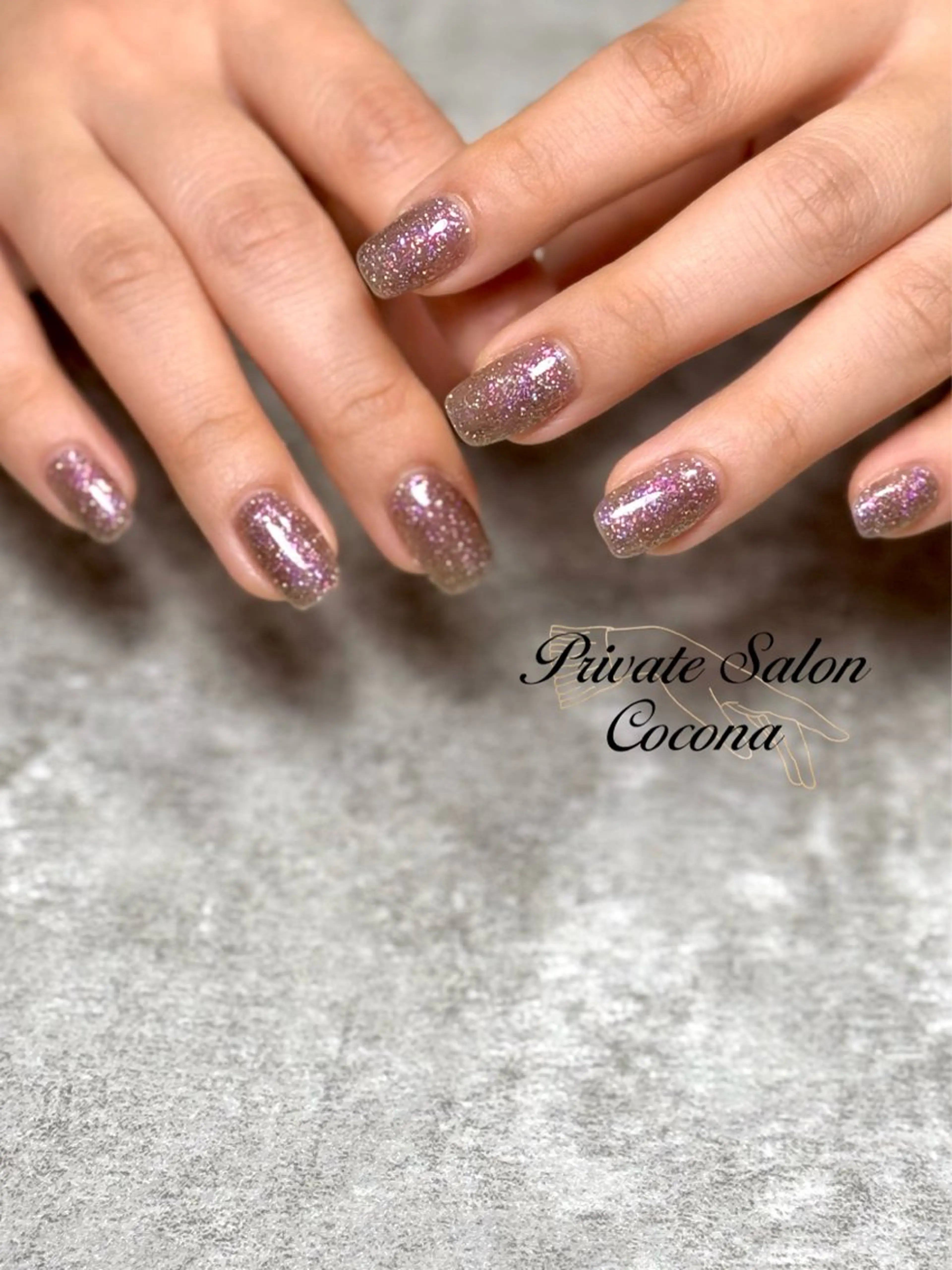 ネイル ラメ(グリッター) ワンカラーネイル ハンドネイル プライベートサロン nailcoconaのネイルデザイン